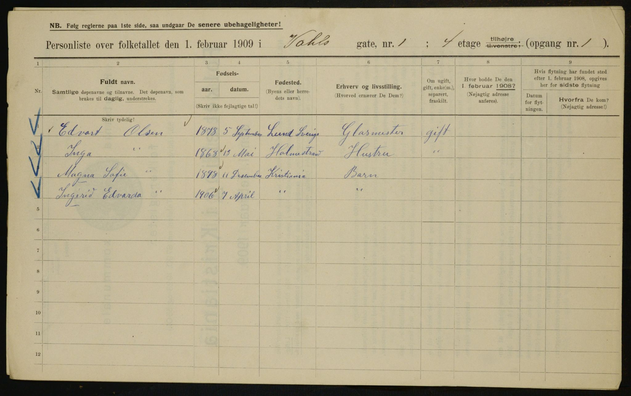 OBA, Municipal Census 1909 for Kristiania, 1909, p. 110193