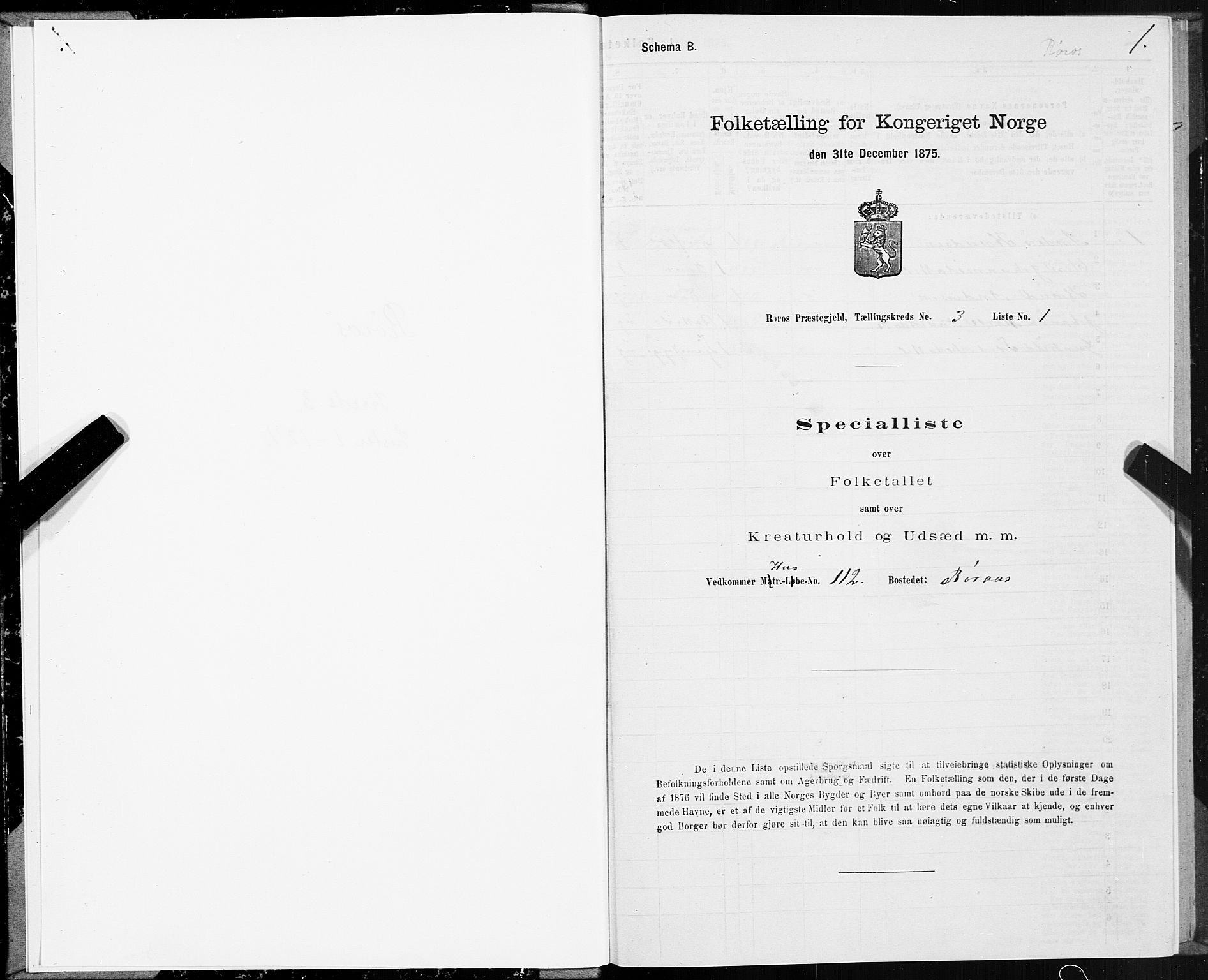SAT, 1875 census for 1640P Røros, 1875, p. 2001