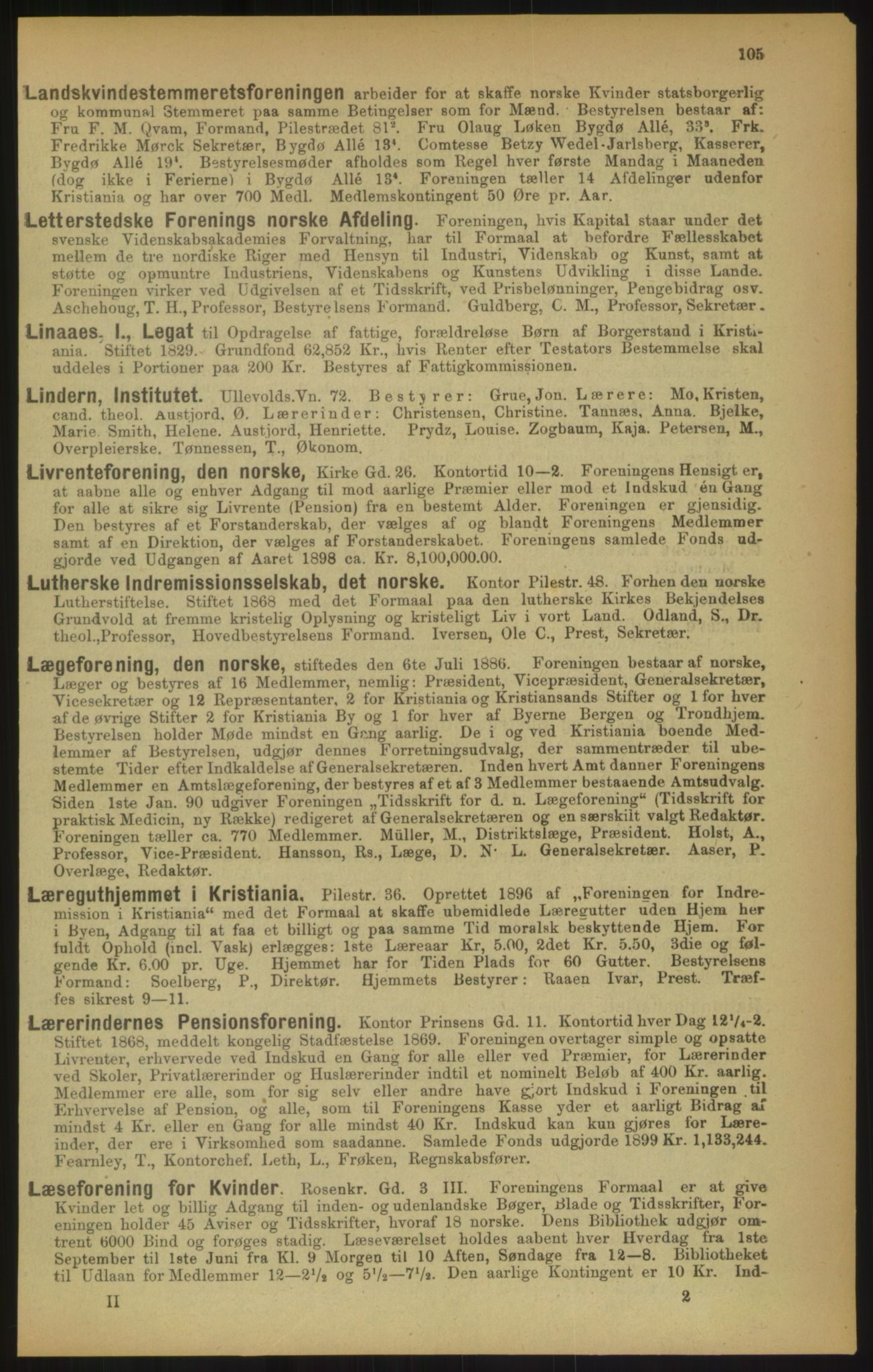 Kristiania/Oslo adressebok, PUBL/-, 1900, p. 105