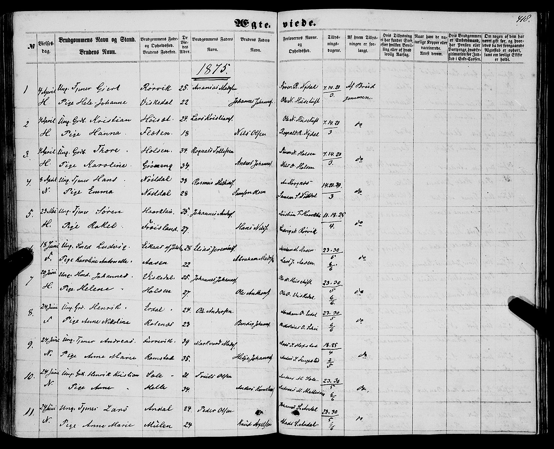 Førde sokneprestembete, SAB/A-79901/H/Haa/Haaa/L0009: Parish register (official) no. A 9, 1861-1877, p. 418