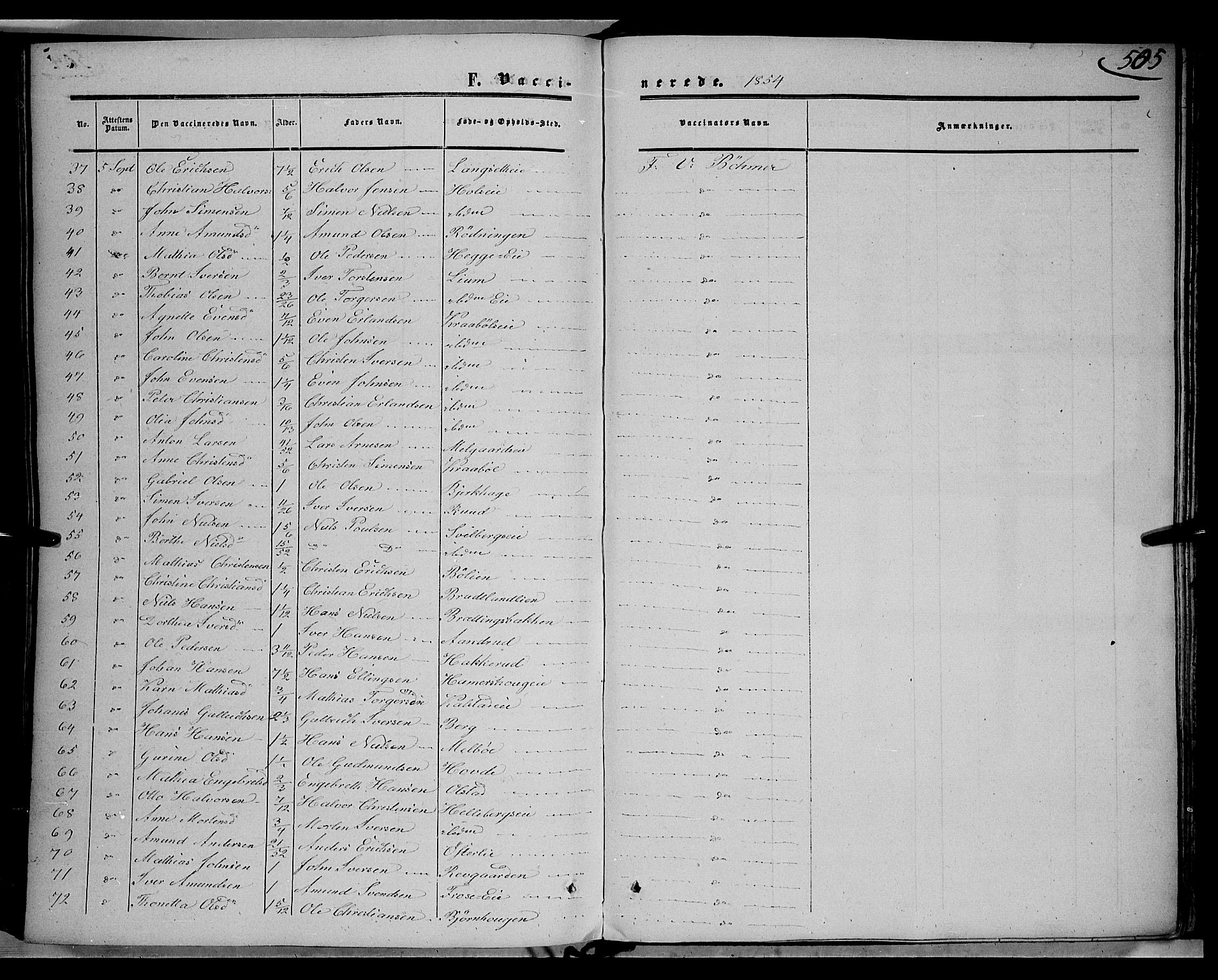 Gausdal prestekontor, AV/SAH-PREST-090/H/Ha/Haa/L0008: Parish register (official) no. 8, 1850-1861, p. 505