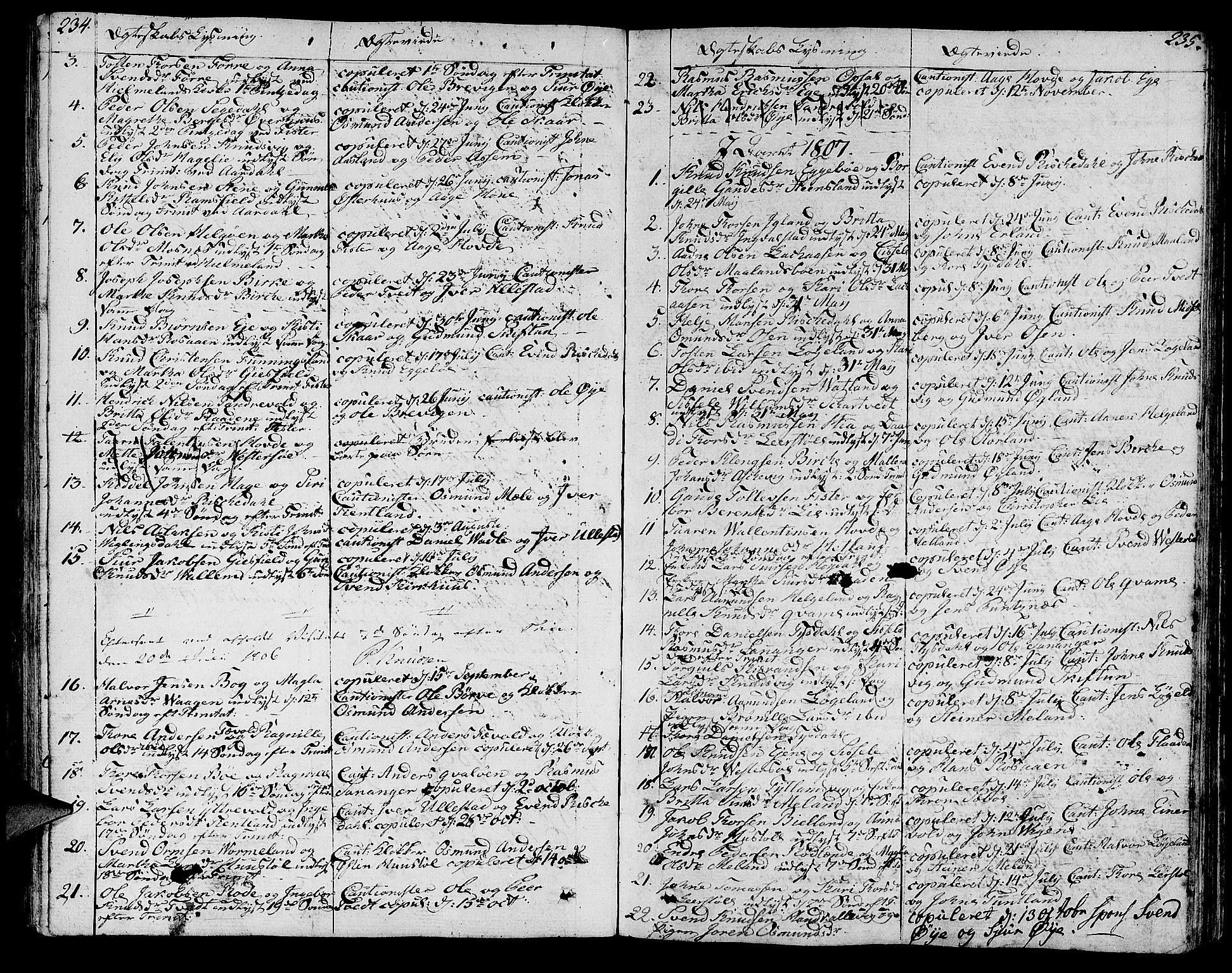 Hjelmeland sokneprestkontor, AV/SAST-A-101843/01/IV/L0002: Parish register (official) no. A 2, 1799-1816, p. 234-235