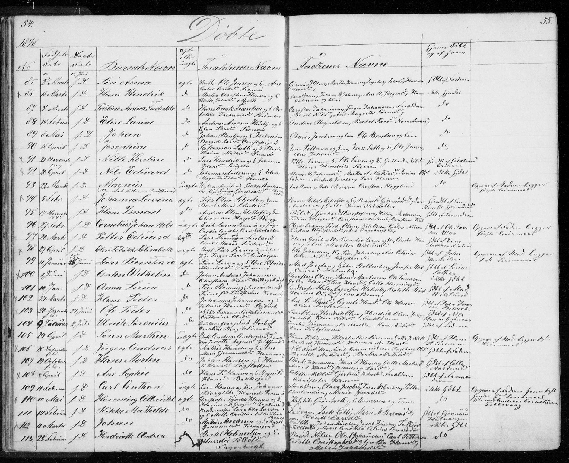 Tromsø sokneprestkontor/stiftsprosti/domprosti, AV/SATØ-S-1343/G/Gb/L0005klokker: Parish register (copy) no. 5, 1846-1857, p. 54-55