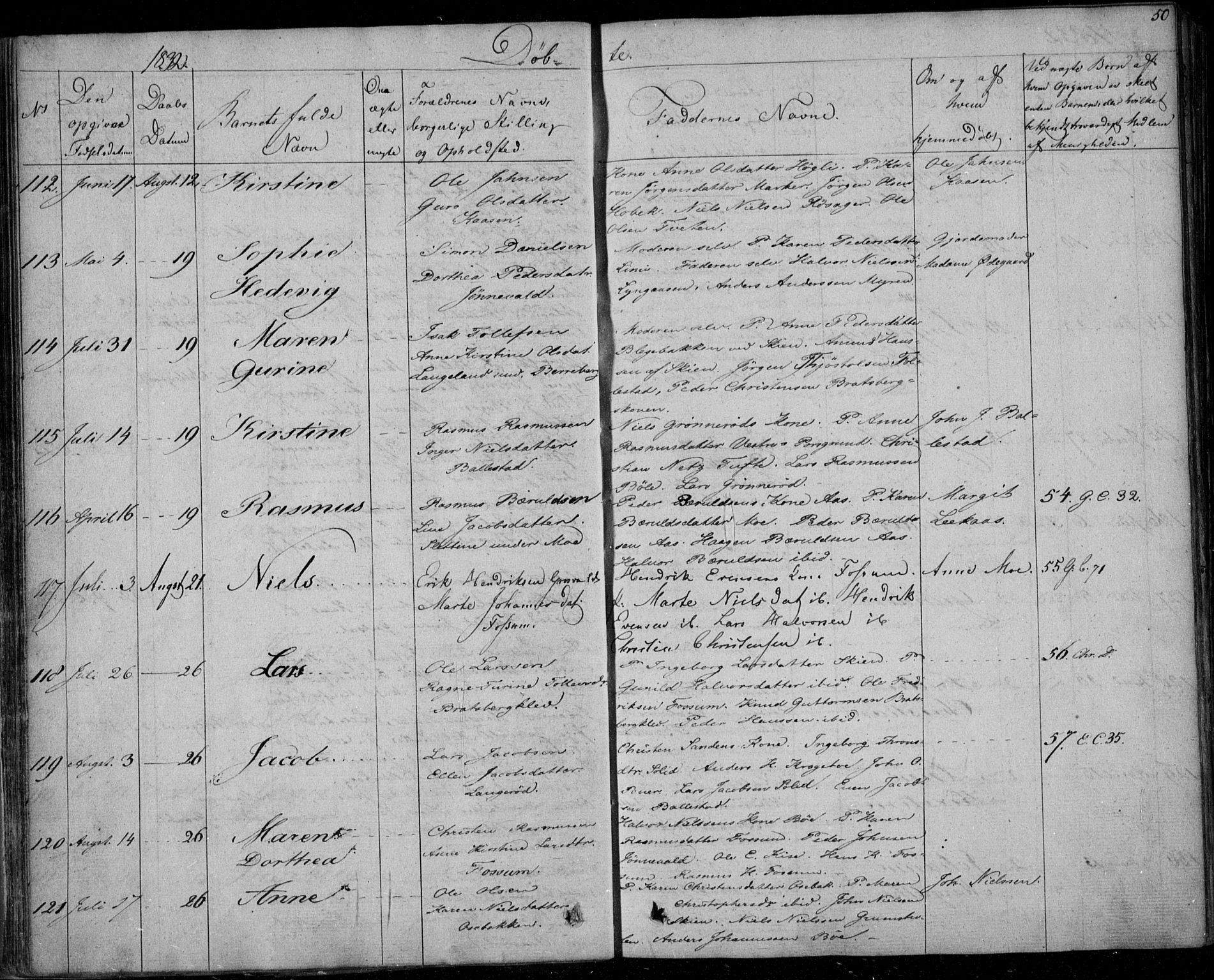 Gjerpen kirkebøker, SAKO/A-265/F/Fa/L0006: Parish register (official) no. I 6, 1829-1834, p. 50