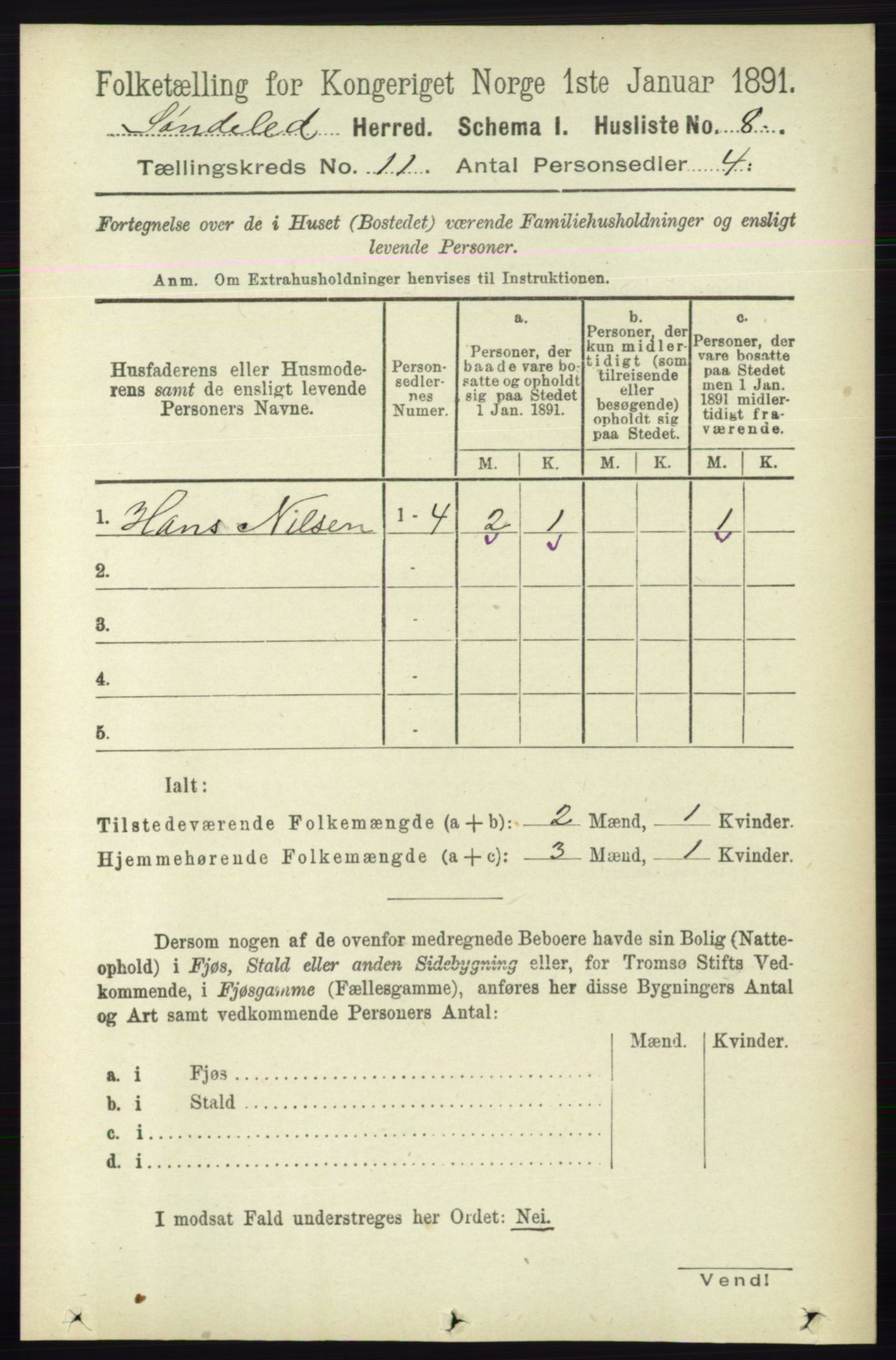 RA, 1891 census for 0913 Søndeled, 1891, p. 3242