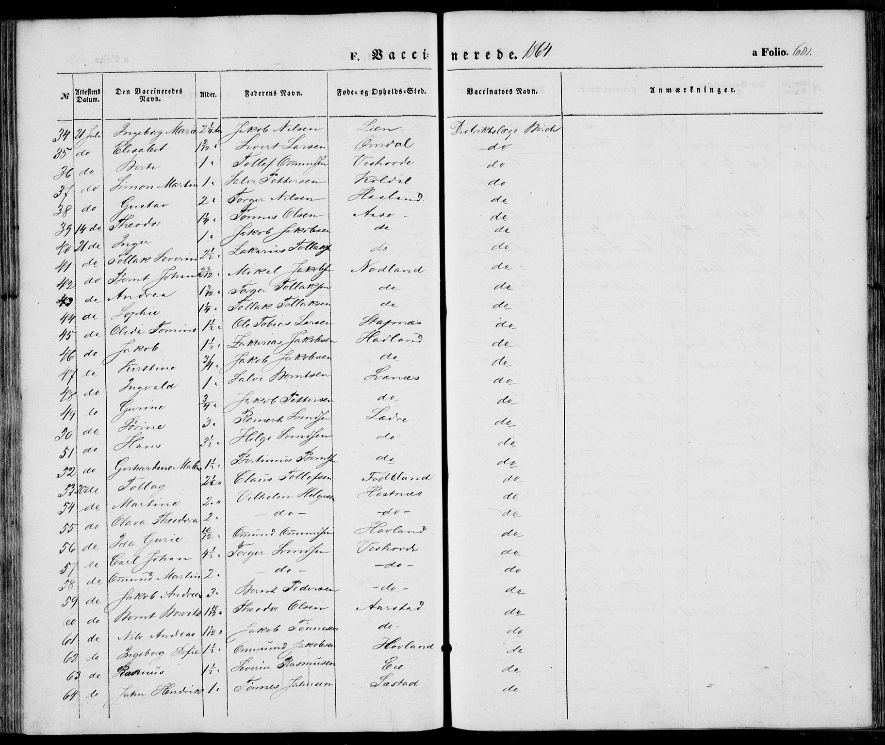 Eigersund sokneprestkontor, SAST/A-101807/S08/L0013: Parish register (official) no. A 12.2, 1850-1865, p. 601