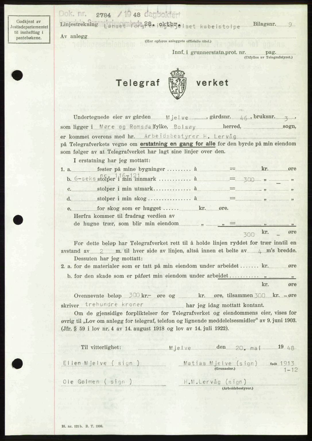 Romsdal sorenskriveri, AV/SAT-A-4149/1/2/2C: Mortgage book no. A27, 1948-1948, Diary no: : 2784/1948