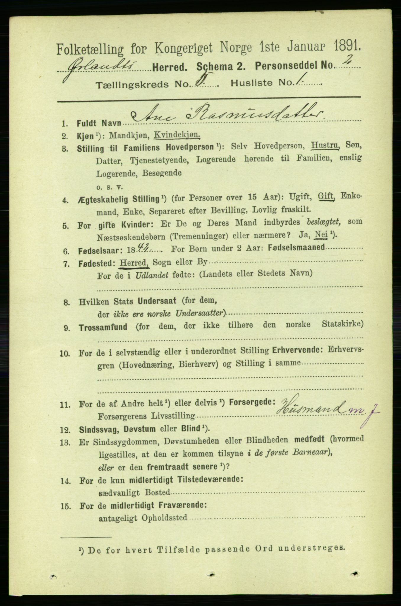 RA, 1891 census for 1621 Ørland, 1891, p. 1662