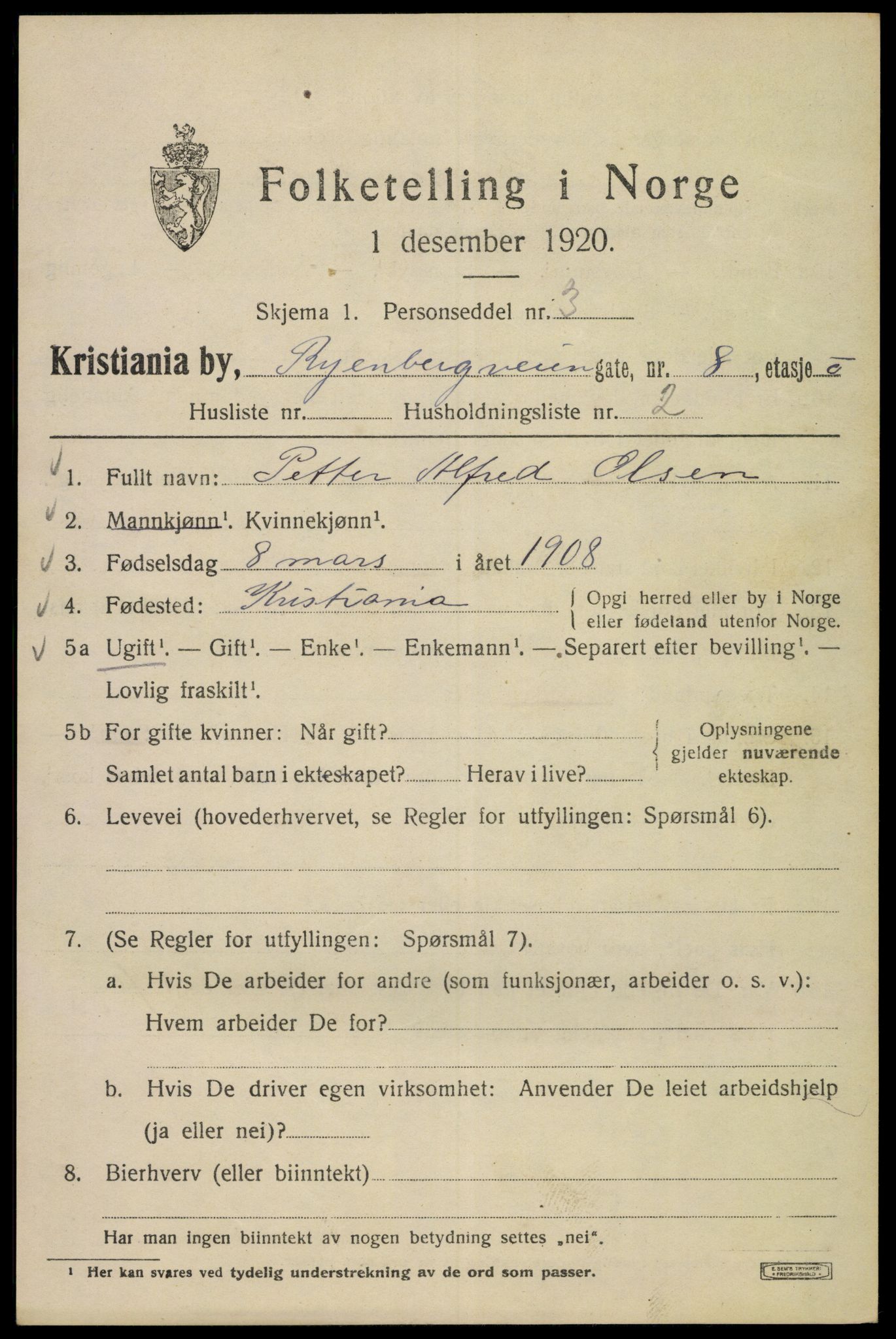 SAO, 1920 census for Kristiania, 1920, p. 473733