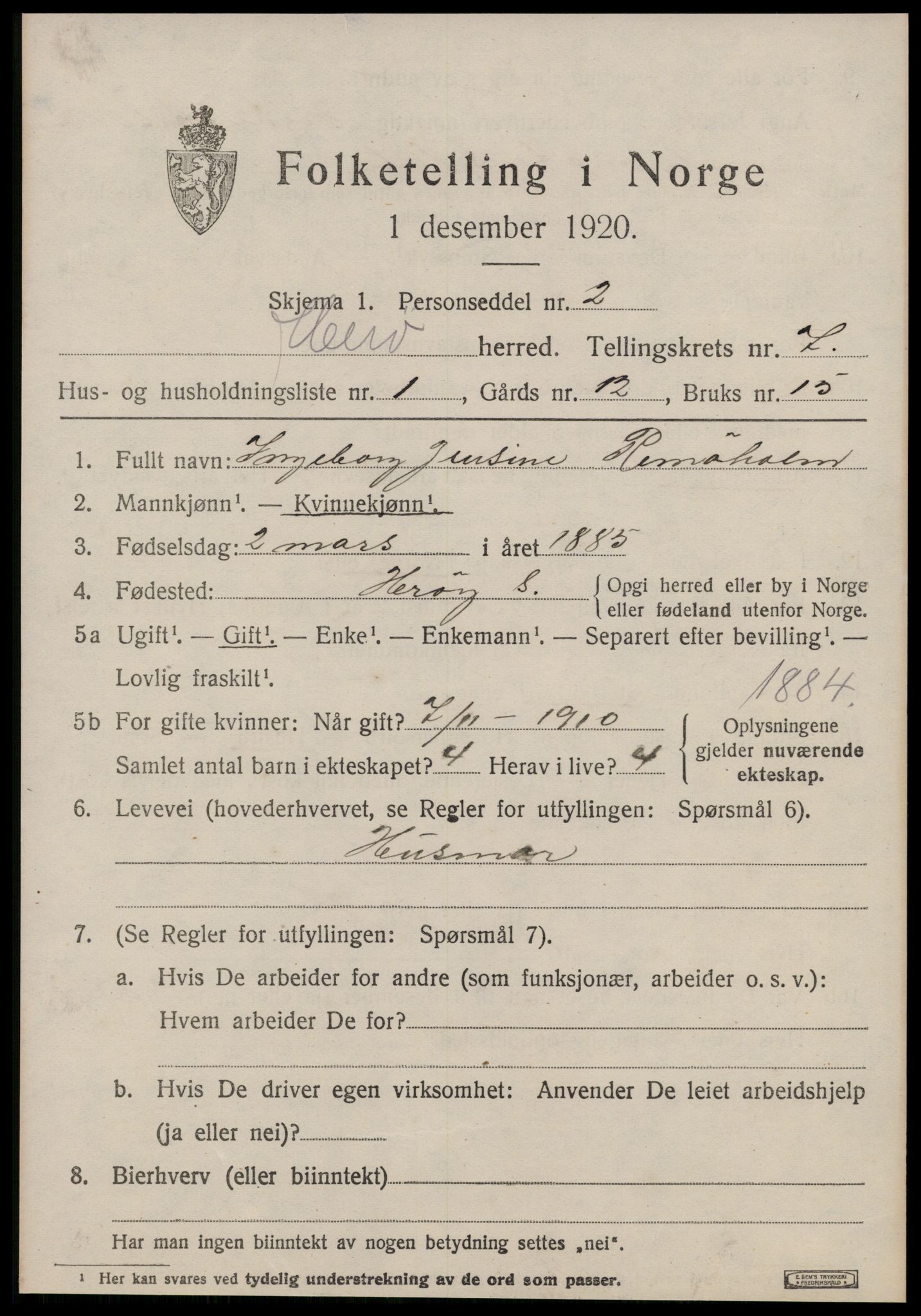 SAT, 1920 census for Herøy (MR), 1920, p. 4147