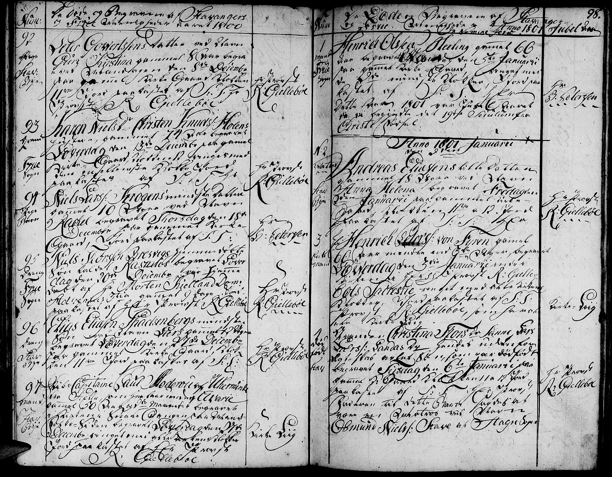 Domkirken sokneprestkontor, AV/SAST-A-101812/001/30/30BA/L0007: Parish register (official) no. A 7, 1789-1815, p. 98