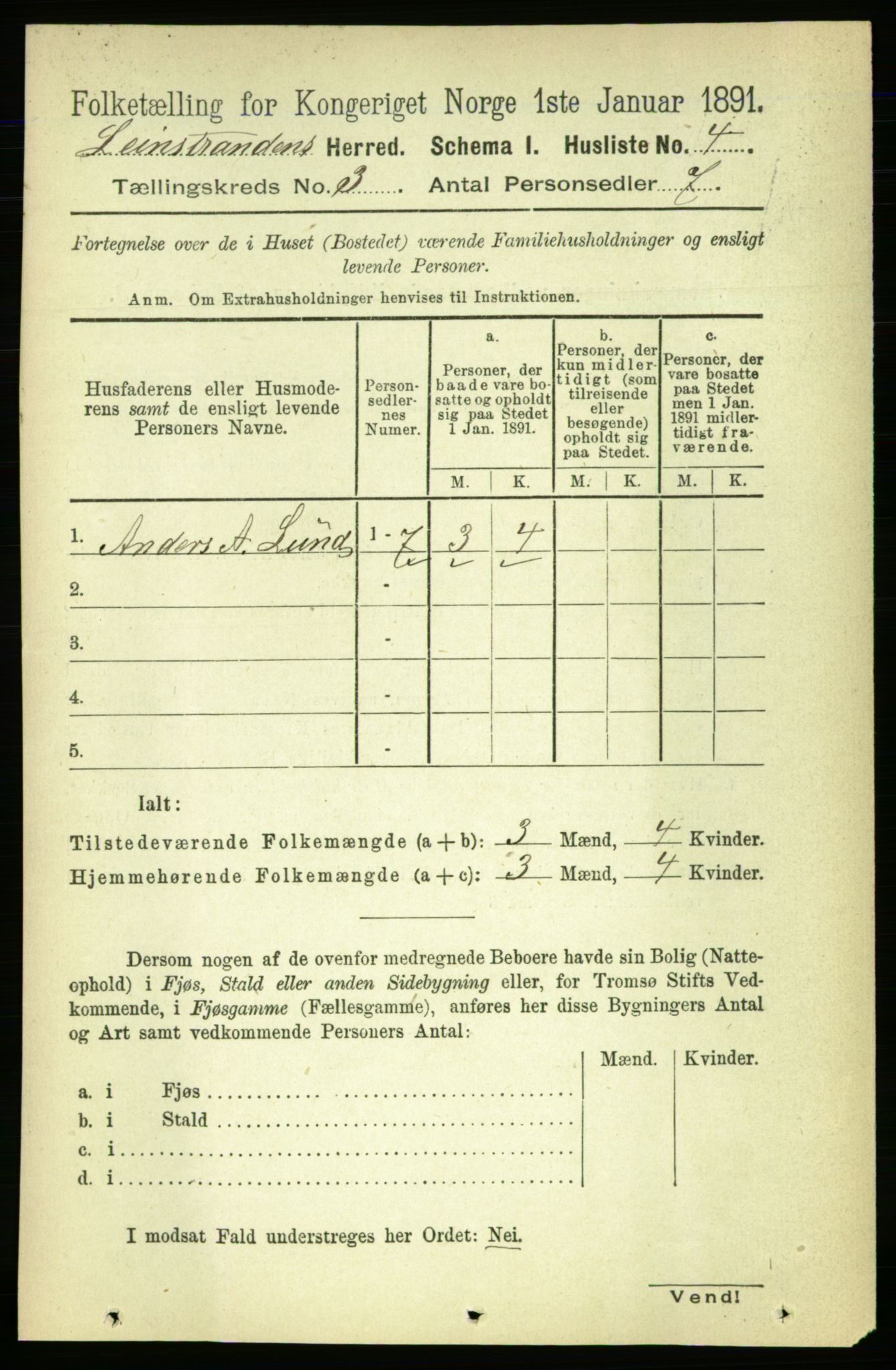 RA, 1891 census for 1654 Leinstrand, 1891, p. 929