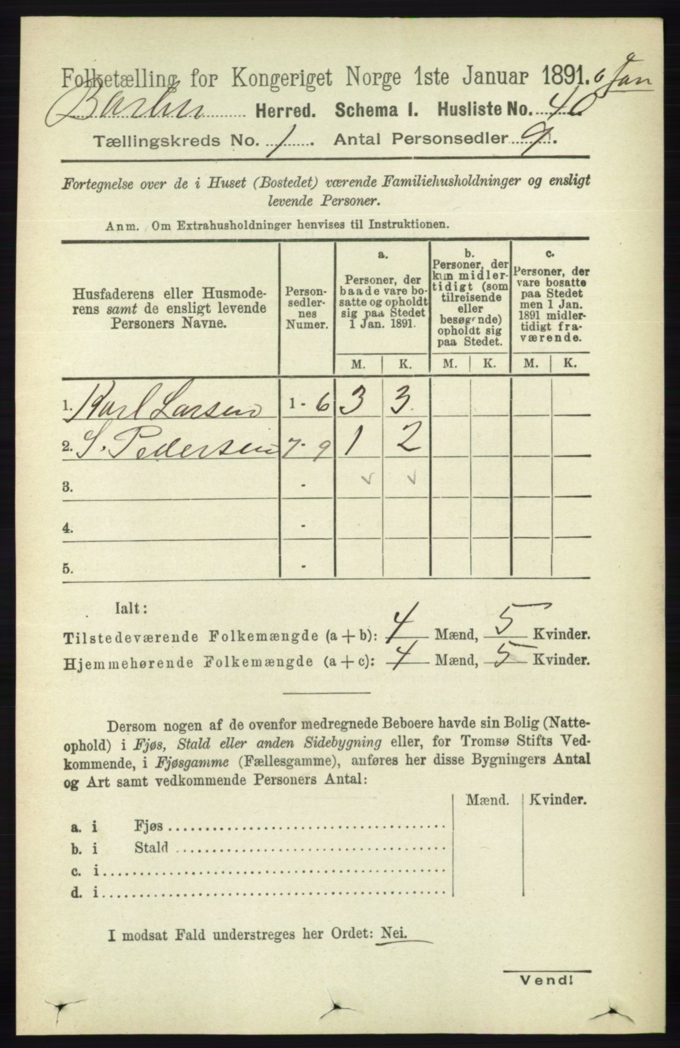 RA, 1891 census for 0990 Barbu, 1891, p. 71