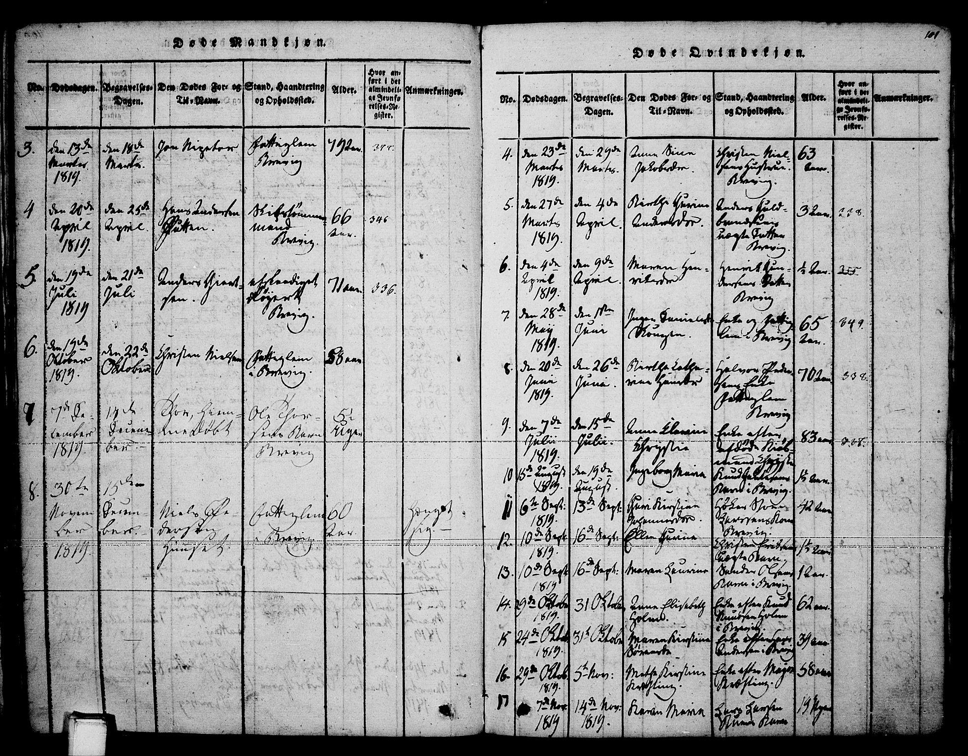 Brevik kirkebøker, SAKO/A-255/F/Fa/L0004: Parish register (official) no. 4, 1814-1846, p. 101