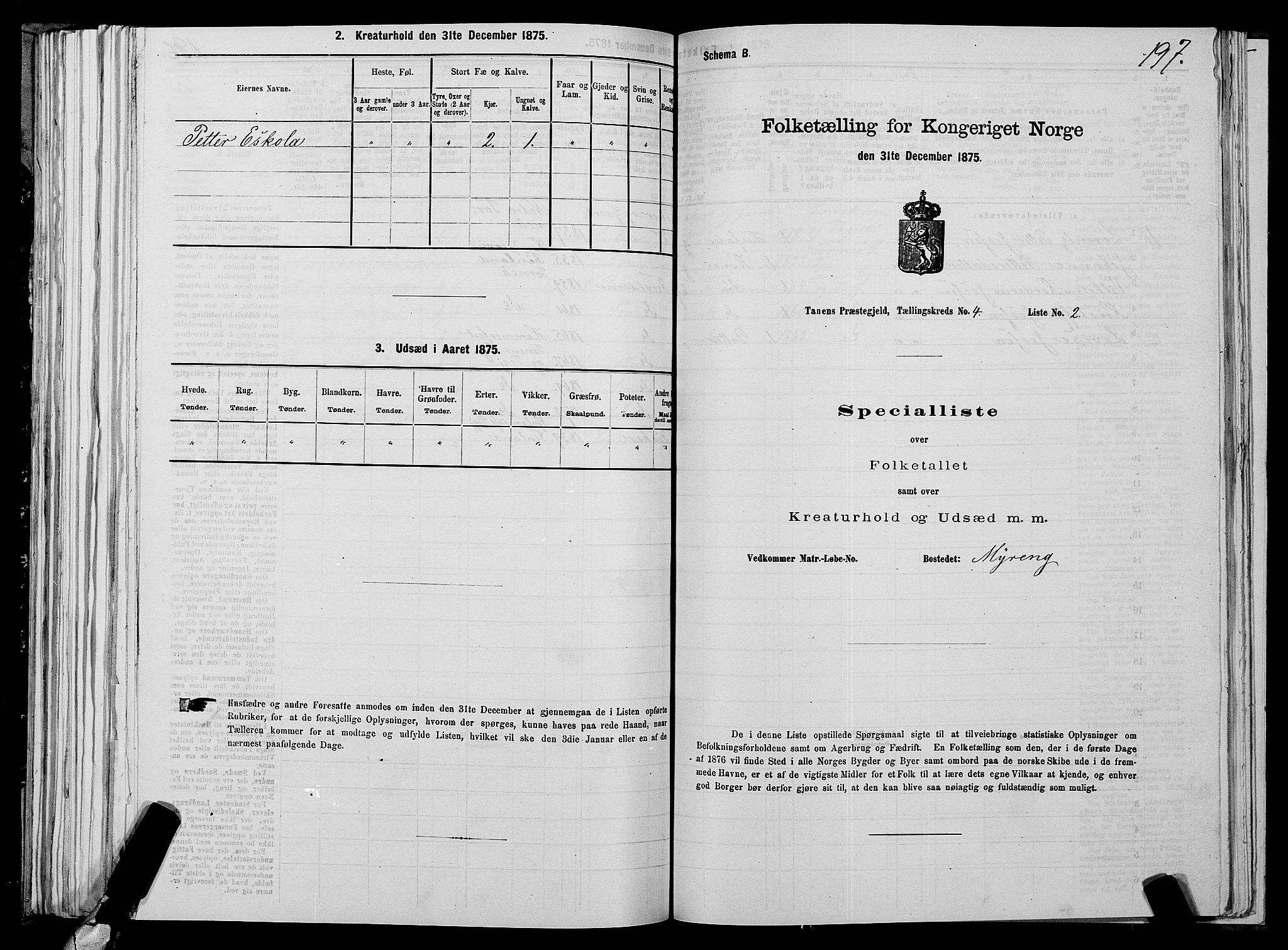 SATØ, 1875 census for 2025P Tana, 1875, p. 1197