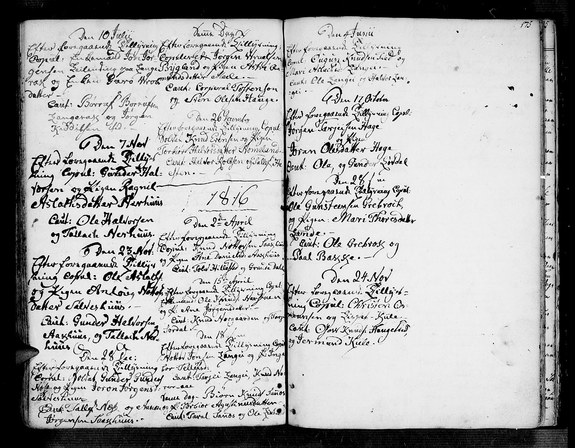 Bygland sokneprestkontor, SAK/1111-0006/F/Fa/Fab/L0002: Parish register (official) no. A 2, 1766-1816, p. 175