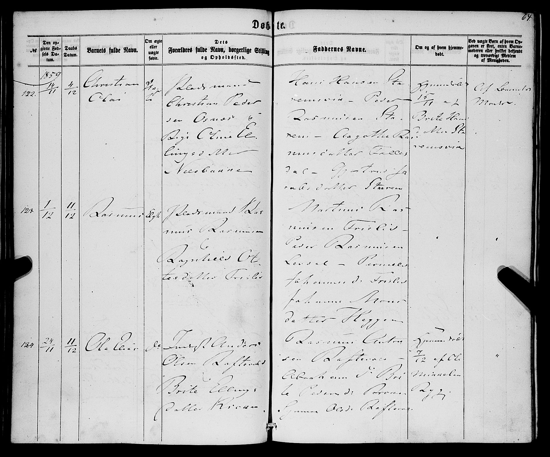 Eid sokneprestembete, AV/SAB-A-82301/H/Haa/Haaa/L0008: Parish register (official) no. A 8, 1858-1860, p. 64