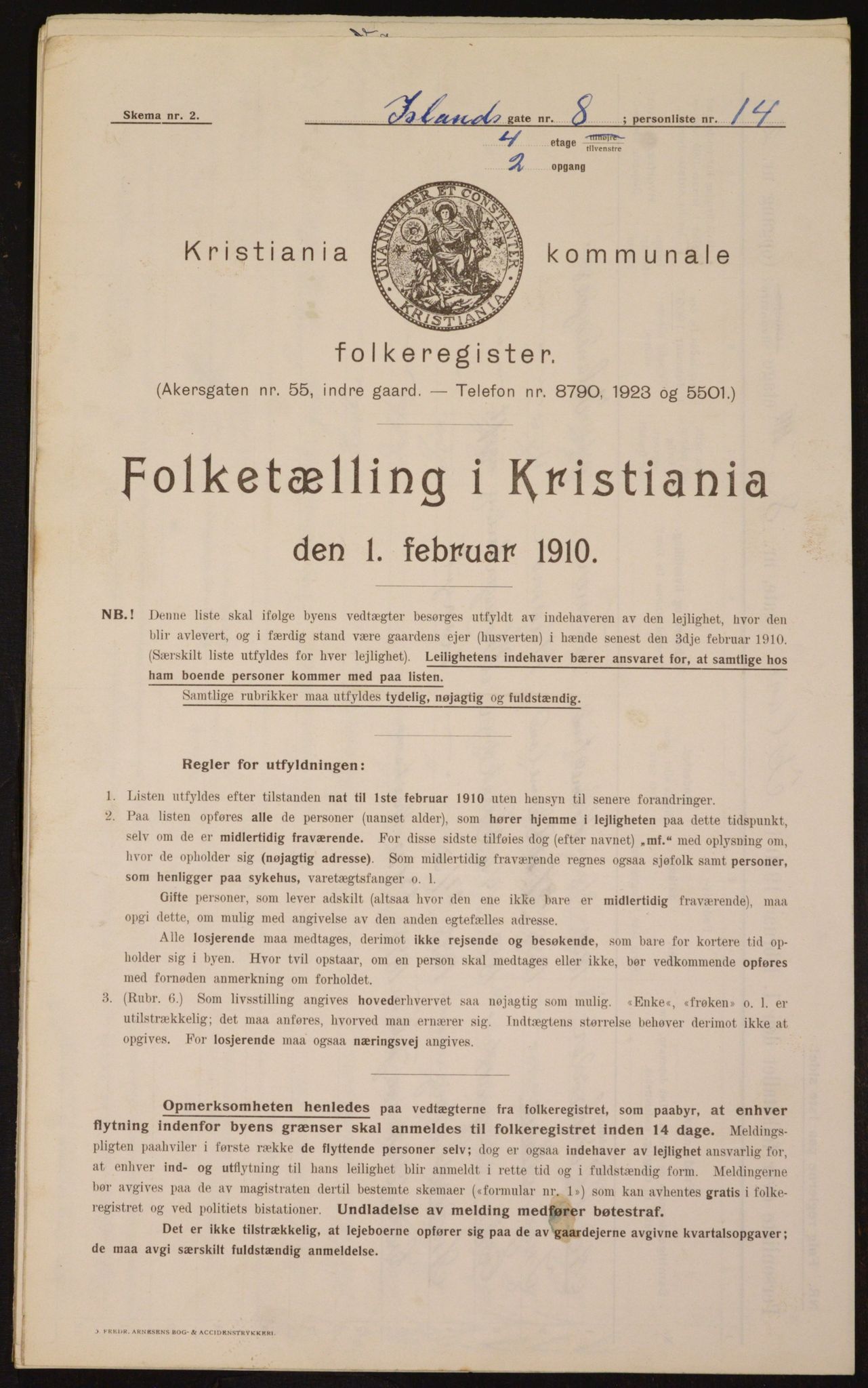 OBA, Municipal Census 1910 for Kristiania, 1910, p. 43477