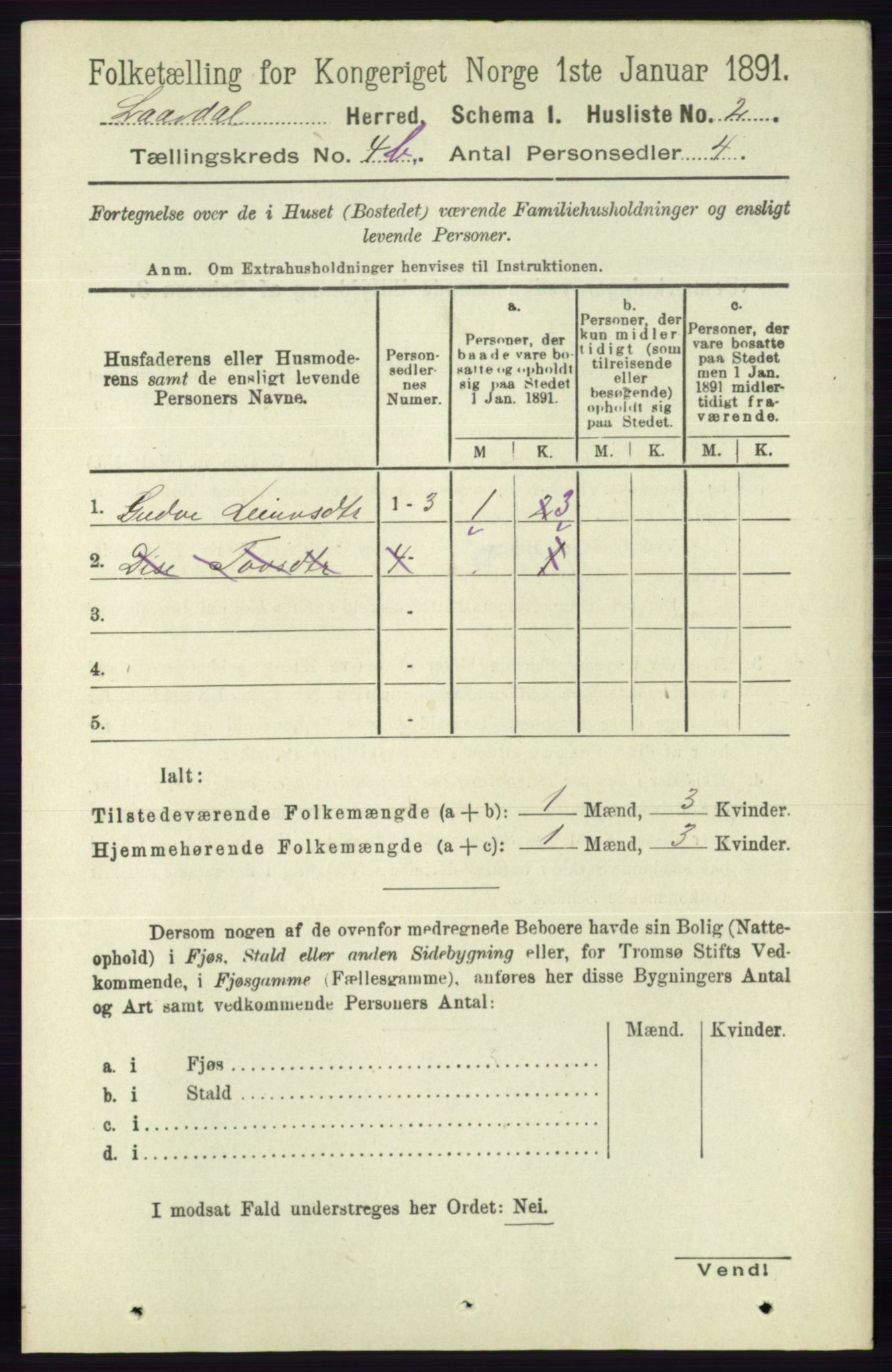 RA, 1891 census for 0833 Lårdal, 1891, p. 1159