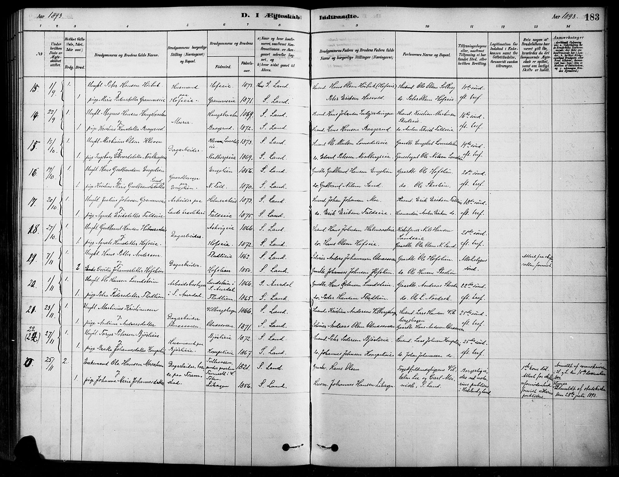 Søndre Land prestekontor, SAH/PREST-122/K/L0003: Parish register (official) no. 3, 1878-1894, p. 183