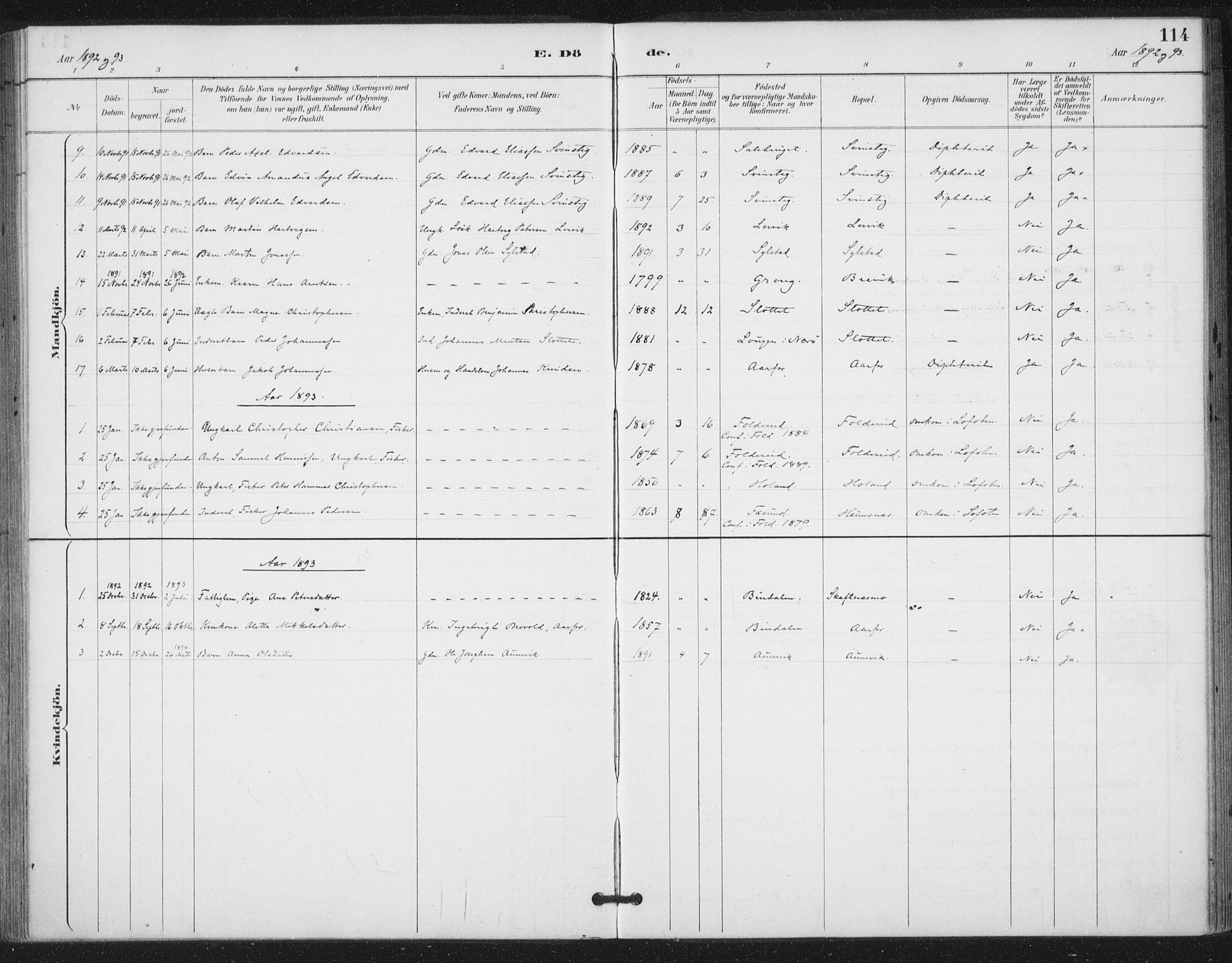 Ministerialprotokoller, klokkerbøker og fødselsregistre - Nord-Trøndelag, SAT/A-1458/783/L0660: Parish register (official) no. 783A02, 1886-1918, p. 114