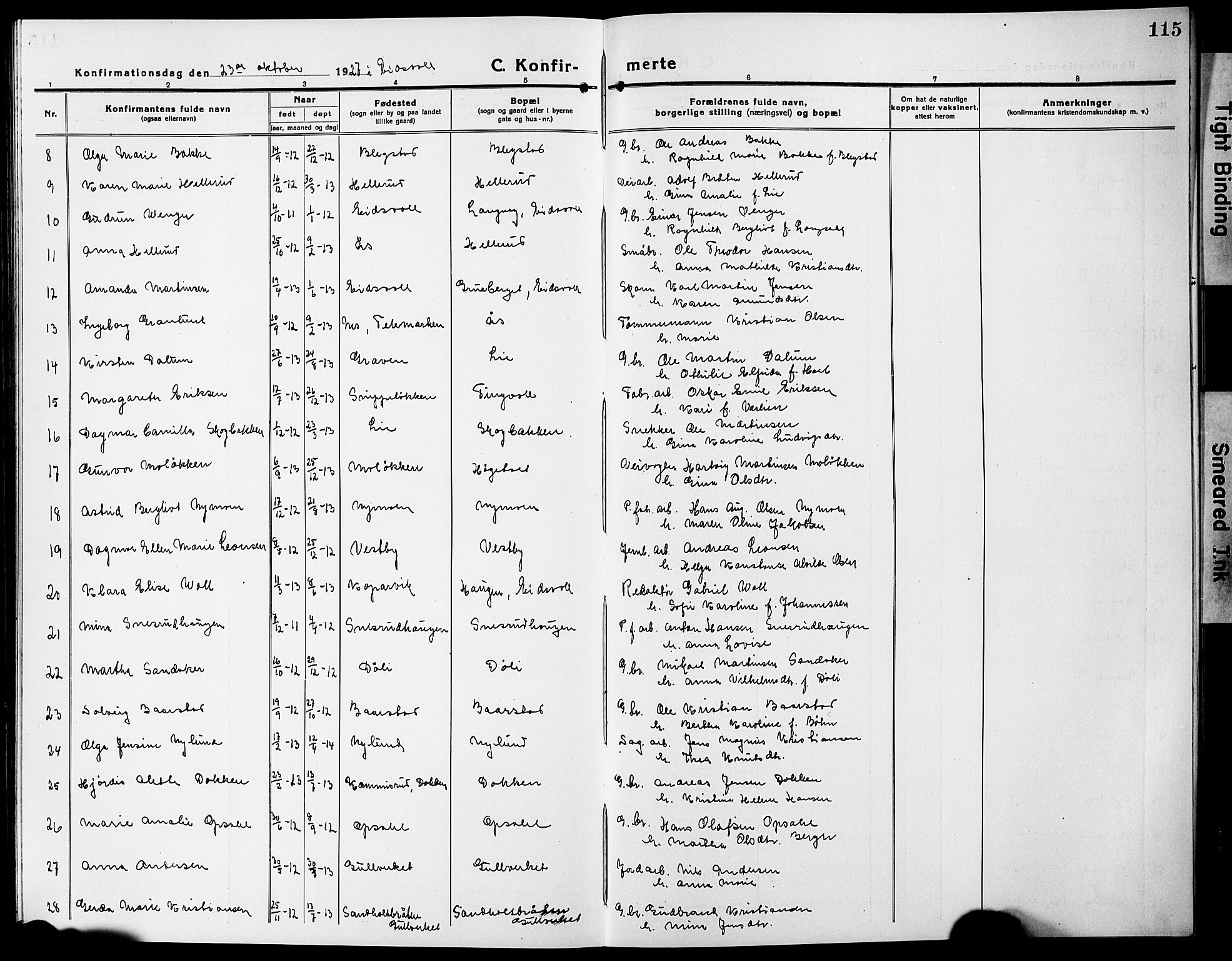 Eidsvoll prestekontor Kirkebøker, AV/SAO-A-10888/G/Ga/L0009: Parish register (copy) no. I 9, 1914-1927, p. 115