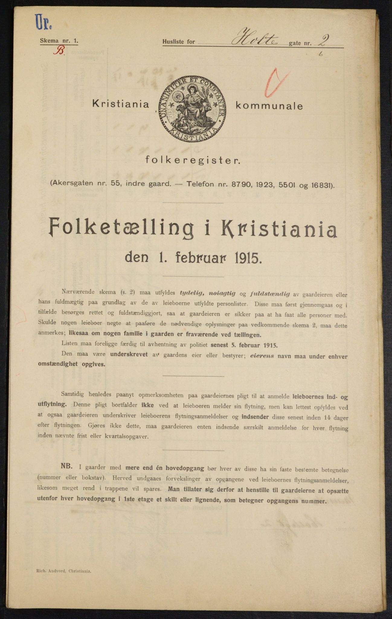 OBA, Municipal Census 1915 for Kristiania, 1915, p. 40710