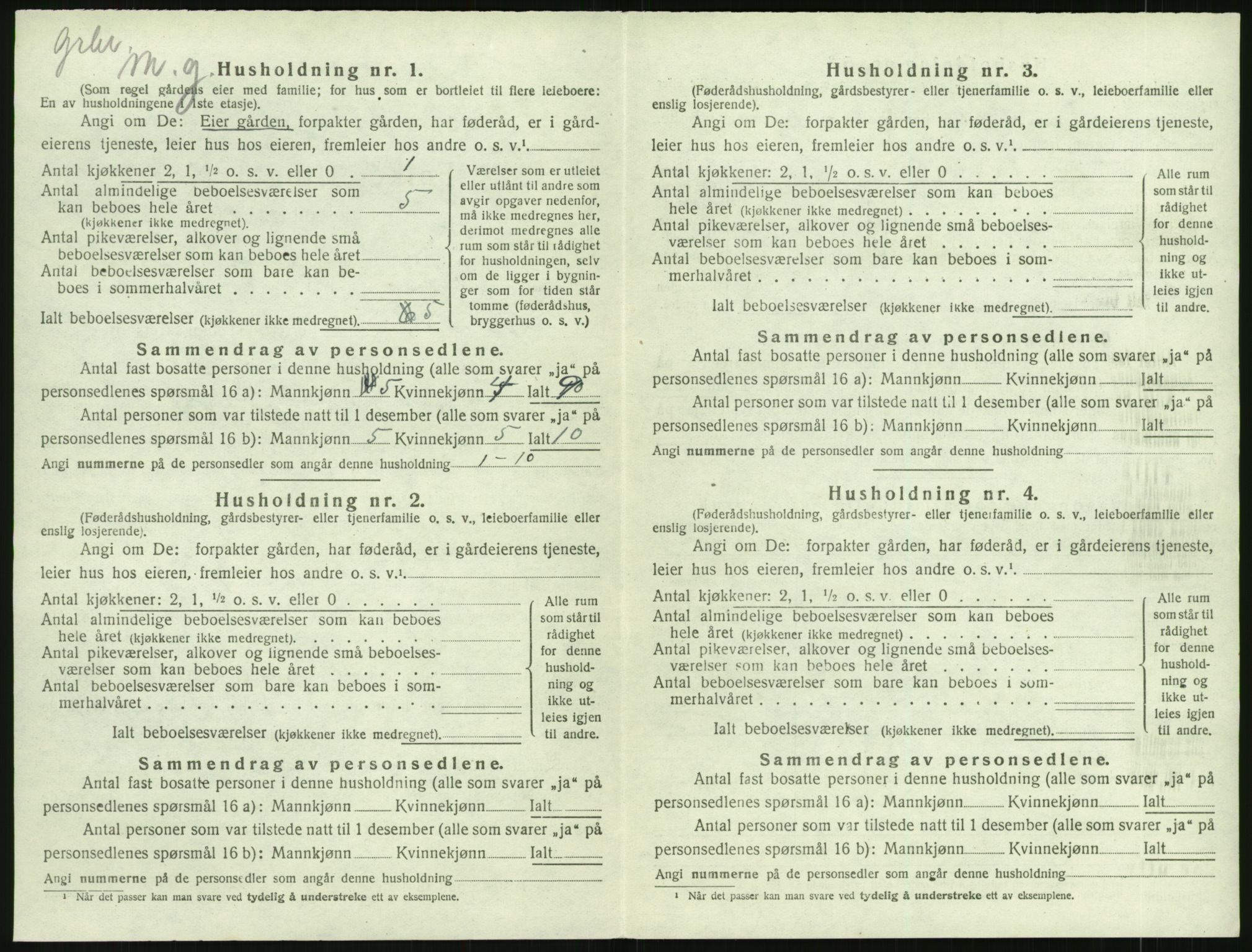 SAK, 1920 census for Åmli, 1920, p. 300