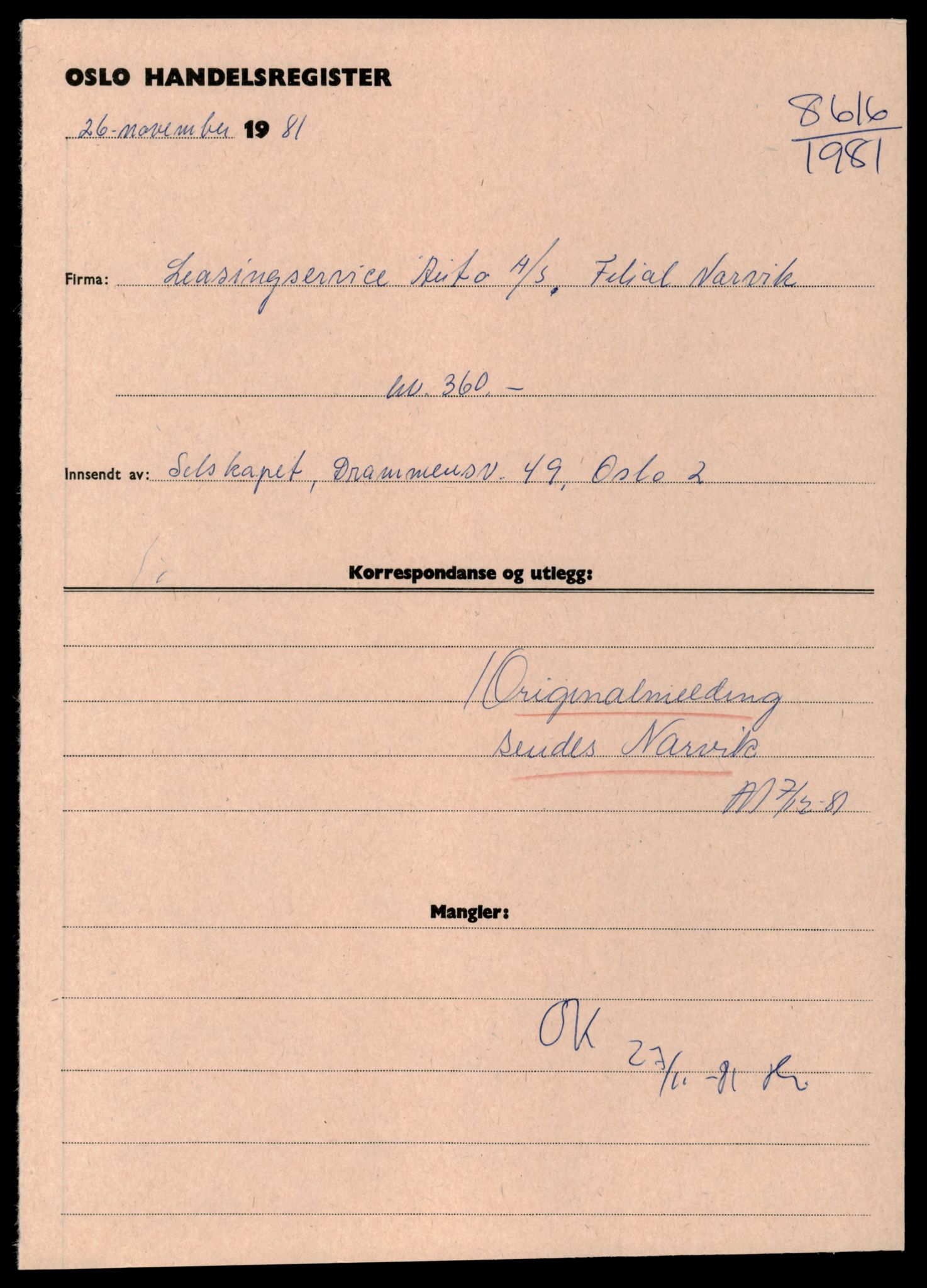 Oslo byfogd, Handelsregisteret, SAT/A-10867/G/Gc/Gca/L0465: Ikke konverterte foretak, Lea-Lec, 1890-1990, p. 1
