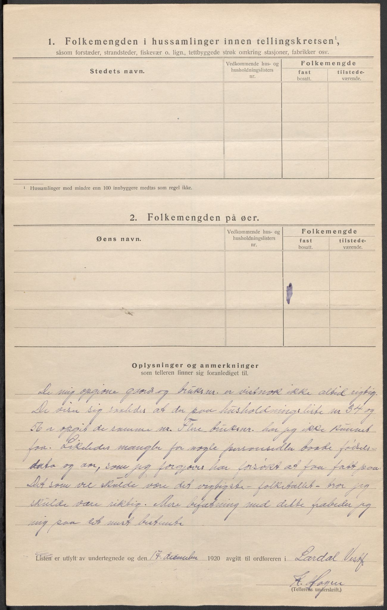 SAKO, 1920 census for Lardal, 1920, p. 25