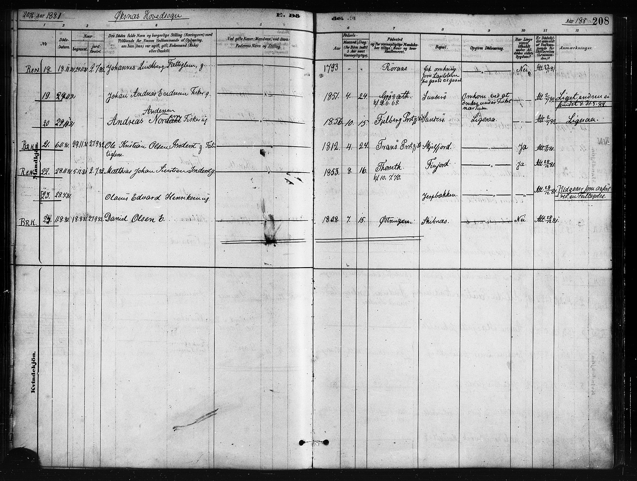 Ministerialprotokoller, klokkerbøker og fødselsregistre - Nordland, AV/SAT-A-1459/893/L1335: Parish register (official) no. 893A08 /1, 1878-1884, p. 208