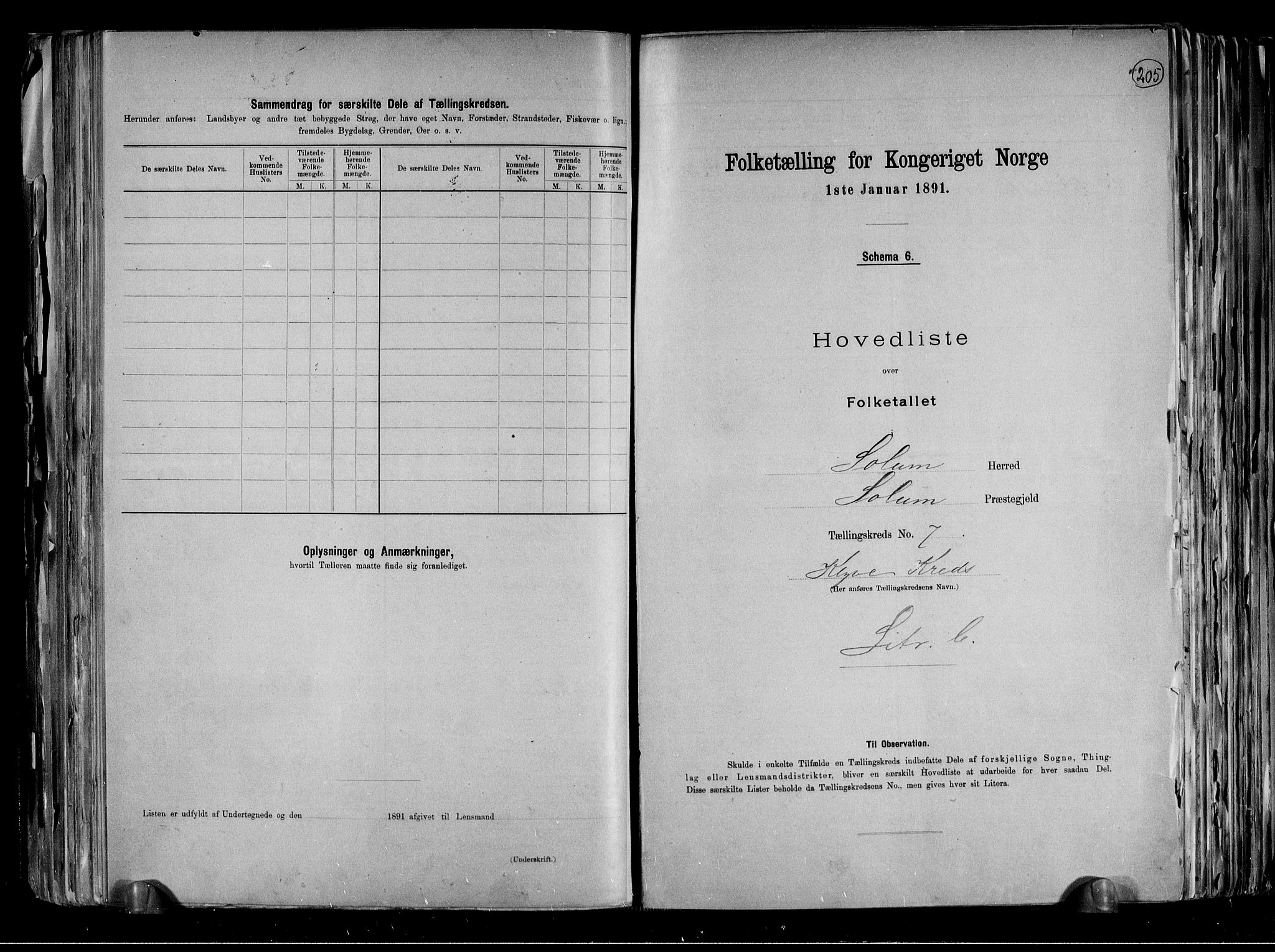 RA, 1891 census for 0818 Solum, 1891, p. 20