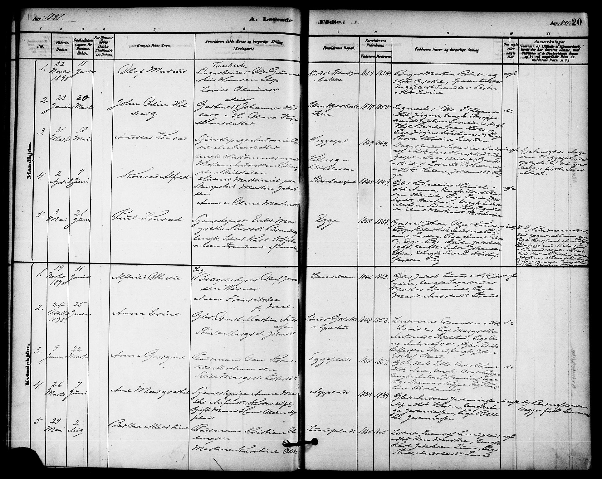 Ministerialprotokoller, klokkerbøker og fødselsregistre - Nord-Trøndelag, SAT/A-1458/740/L0378: Parish register (official) no. 740A01, 1881-1895, p. 20
