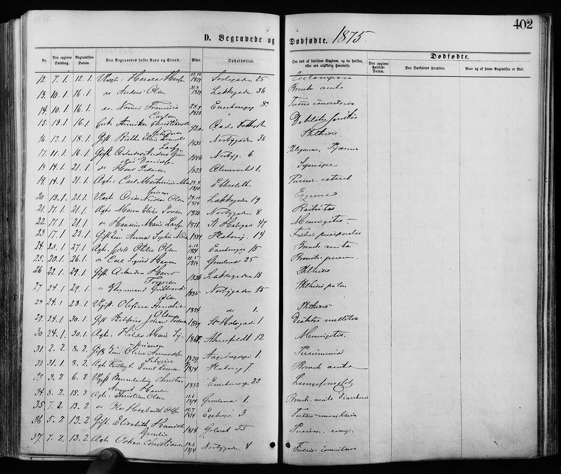 Grønland prestekontor Kirkebøker, SAO/A-10848/F/Fa/L0005: Parish register (official) no. 5, 1869-1880, p. 402