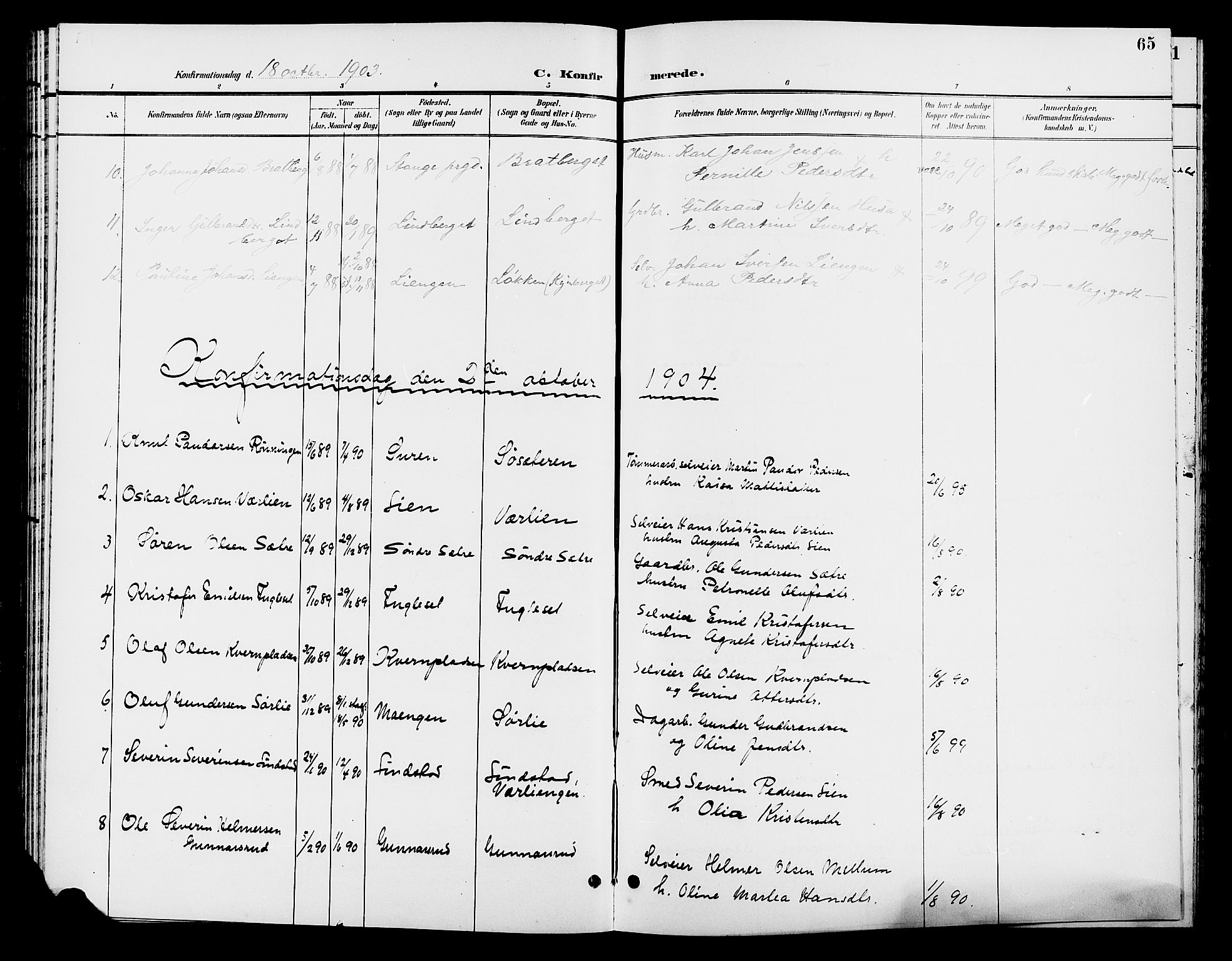 Elverum prestekontor, AV/SAH-PREST-044/H/Ha/Hab/L0006: Parish register (copy) no. 6, 1896-1907, p. 65