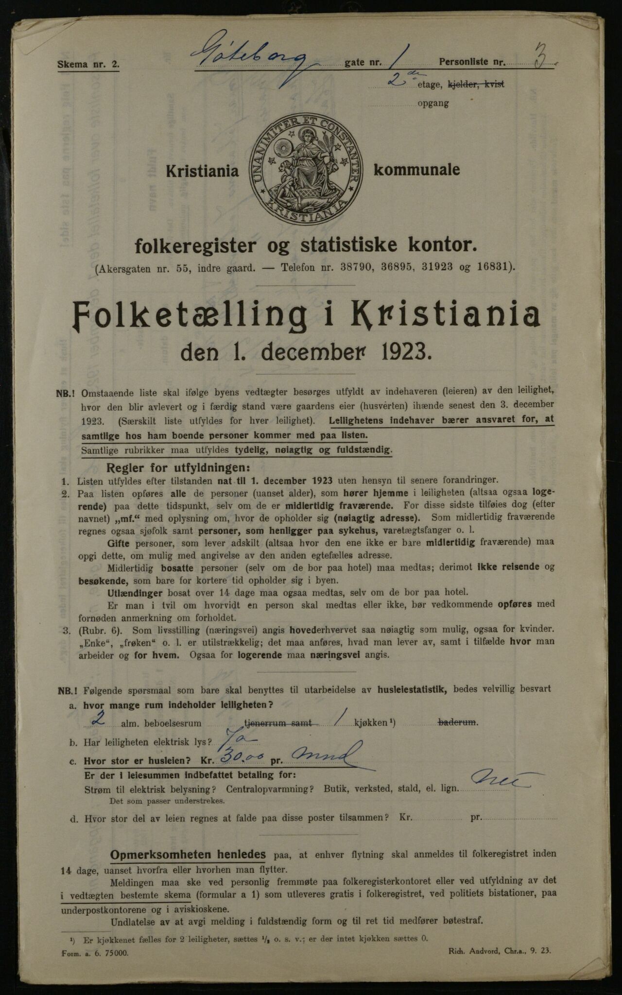 OBA, Municipal Census 1923 for Kristiania, 1923, p. 36678