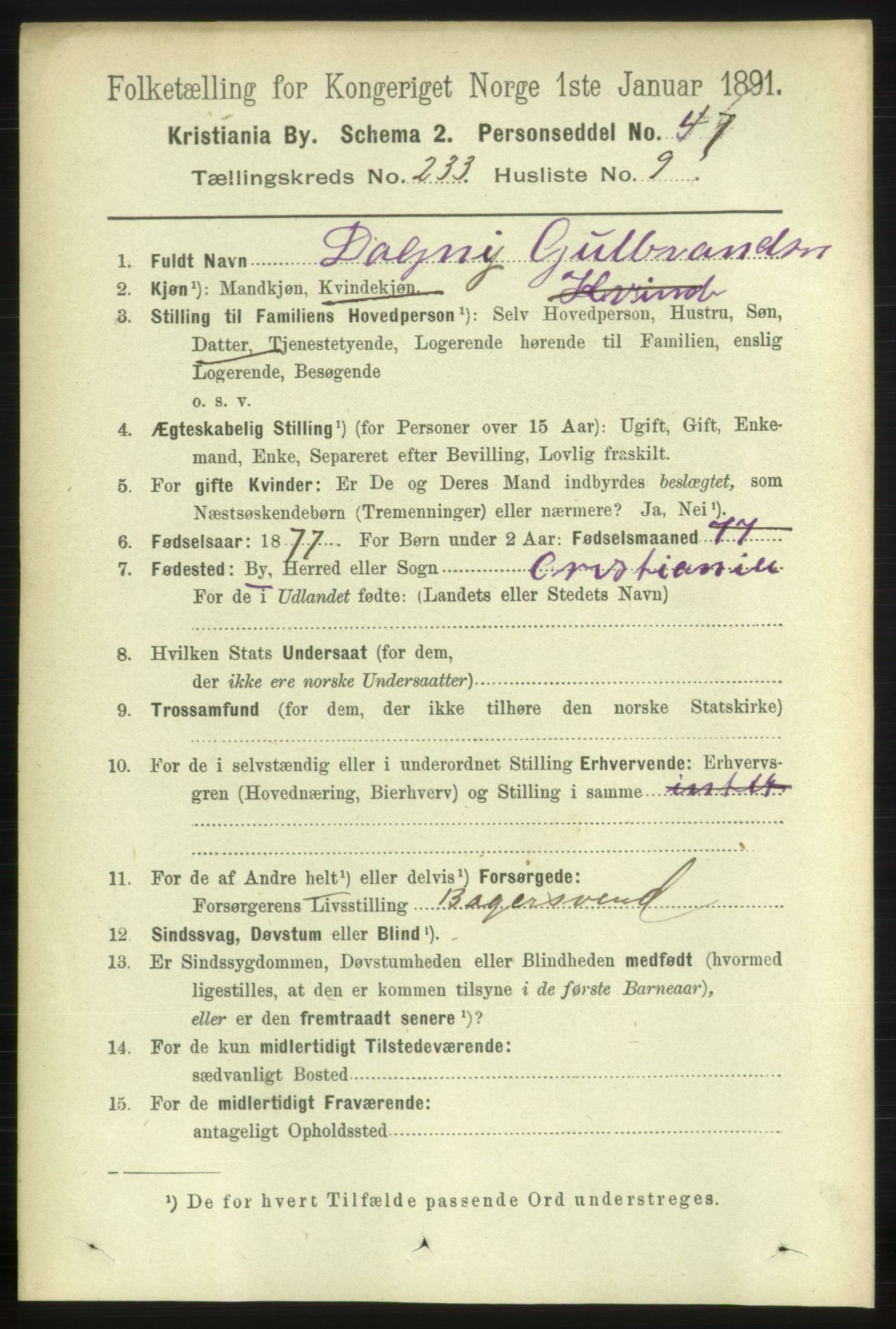 RA, 1891 census for 0301 Kristiania, 1891, p. 143281