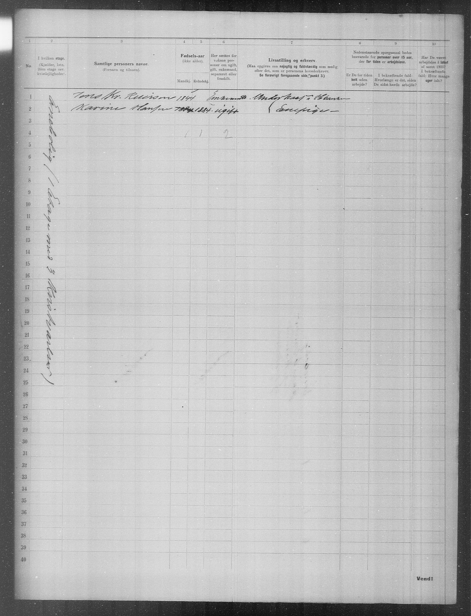 OBA, Municipal Census 1903 for Kristiania, 1903, p. 409