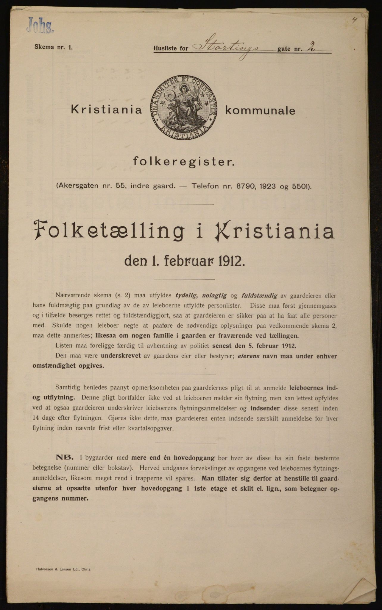 OBA, Municipal Census 1912 for Kristiania, 1912, p. 103563