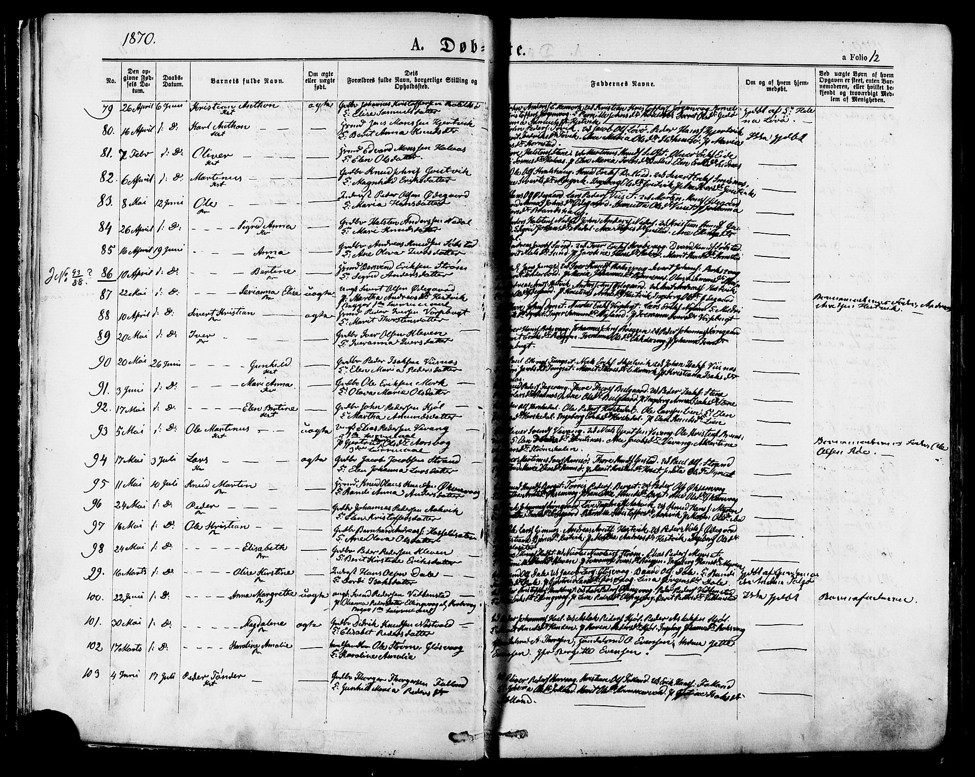 Ministerialprotokoller, klokkerbøker og fødselsregistre - Møre og Romsdal, AV/SAT-A-1454/568/L0805: Parish register (official) no. 568A12 /1, 1869-1884, p. 12