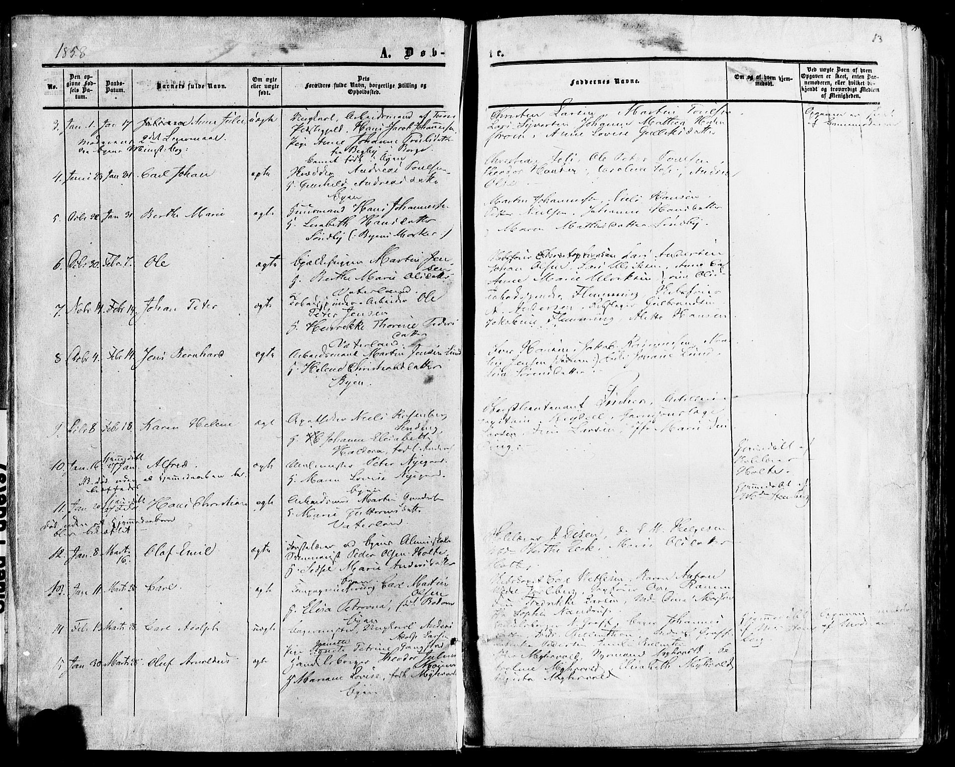 Fredrikstad prestekontor Kirkebøker, AV/SAO-A-11082/F/Fa/L0006: Parish register (official) no. 6, 1857-1878, p. 13