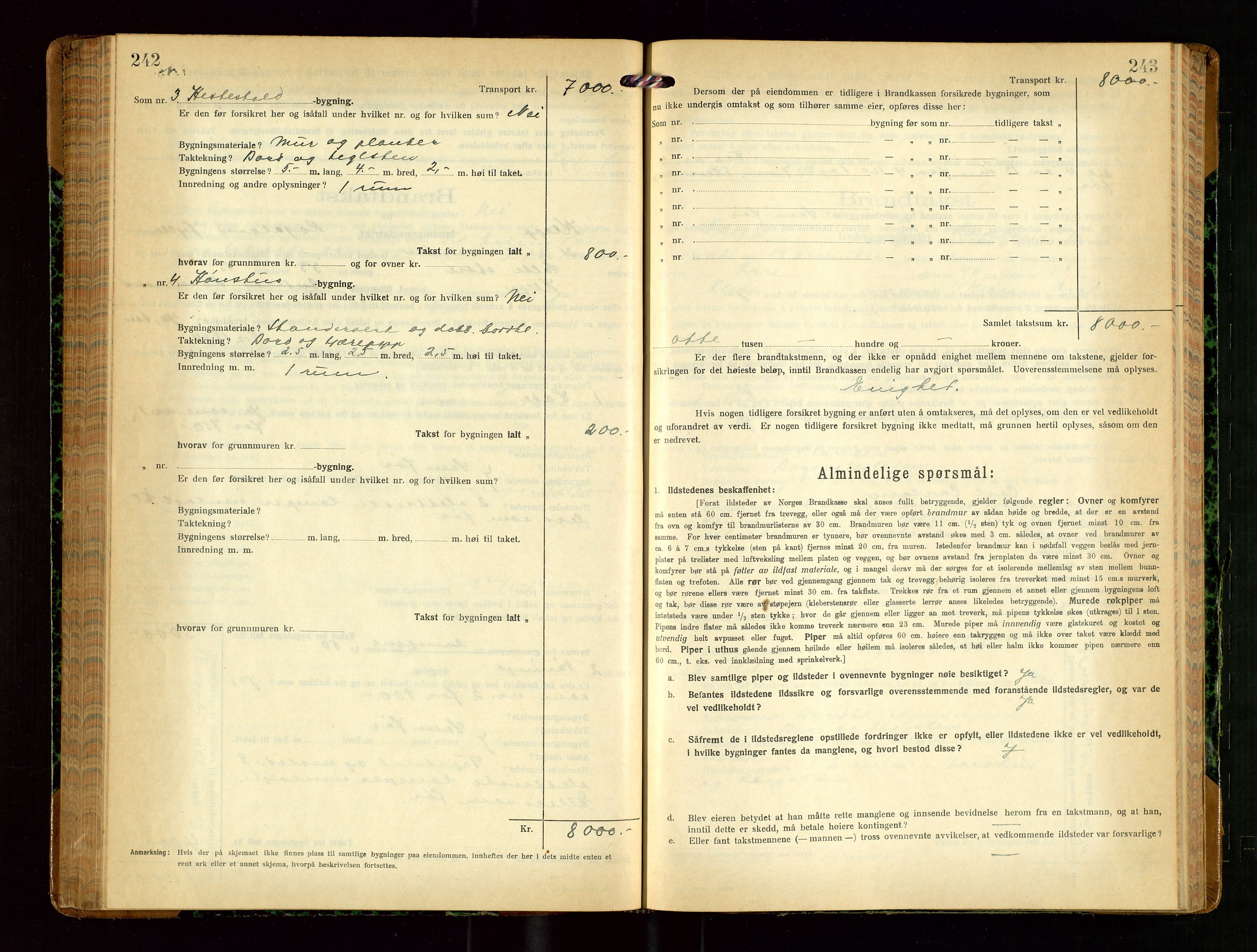 Klepp lensmannskontor, AV/SAST-A-100163/Goc/L0010: "Brandtakstprotokoll" m/register, 1919-1924, p. 242-243