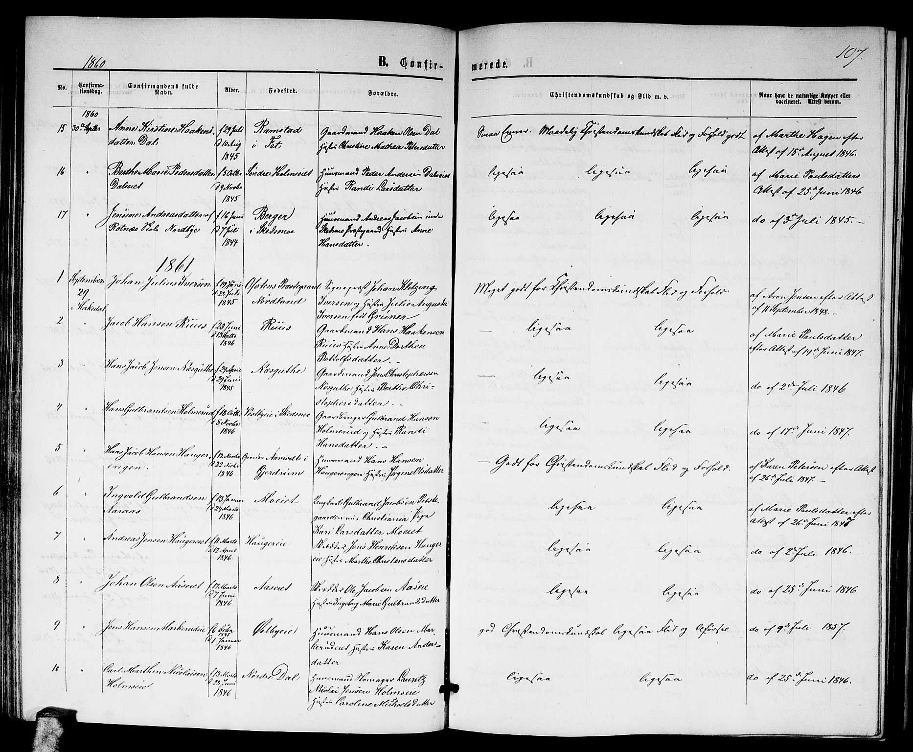 Nittedal prestekontor Kirkebøker, AV/SAO-A-10365a/G/Ga/L0001: Parish register (copy) no. I 1, 1859-1878, p. 107