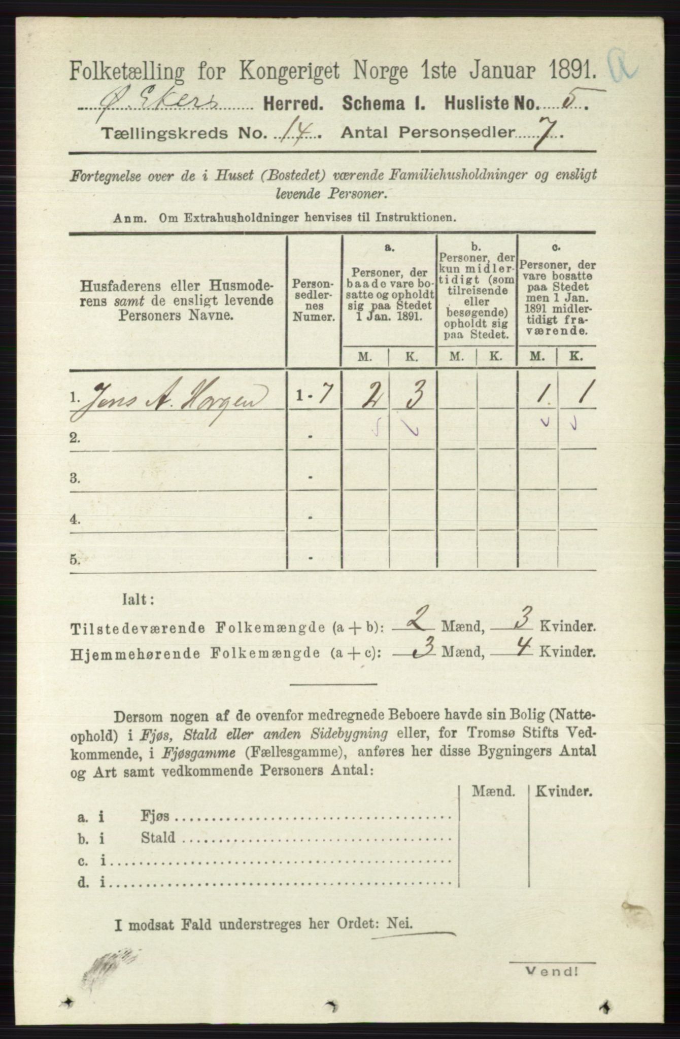 RA, 1891 census for 0624 Øvre Eiker, 1891, p. 6380