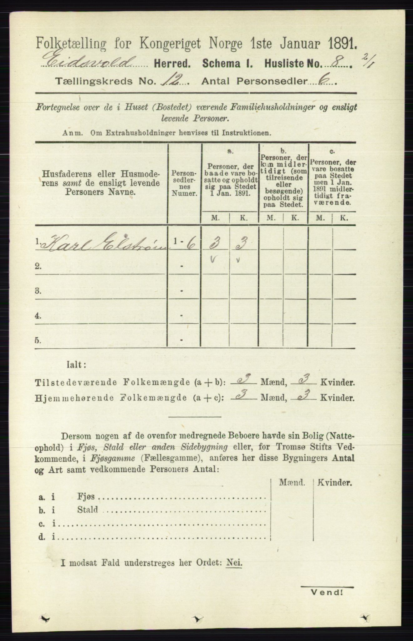 RA, 1891 census for 0237 Eidsvoll, 1891, p. 8414