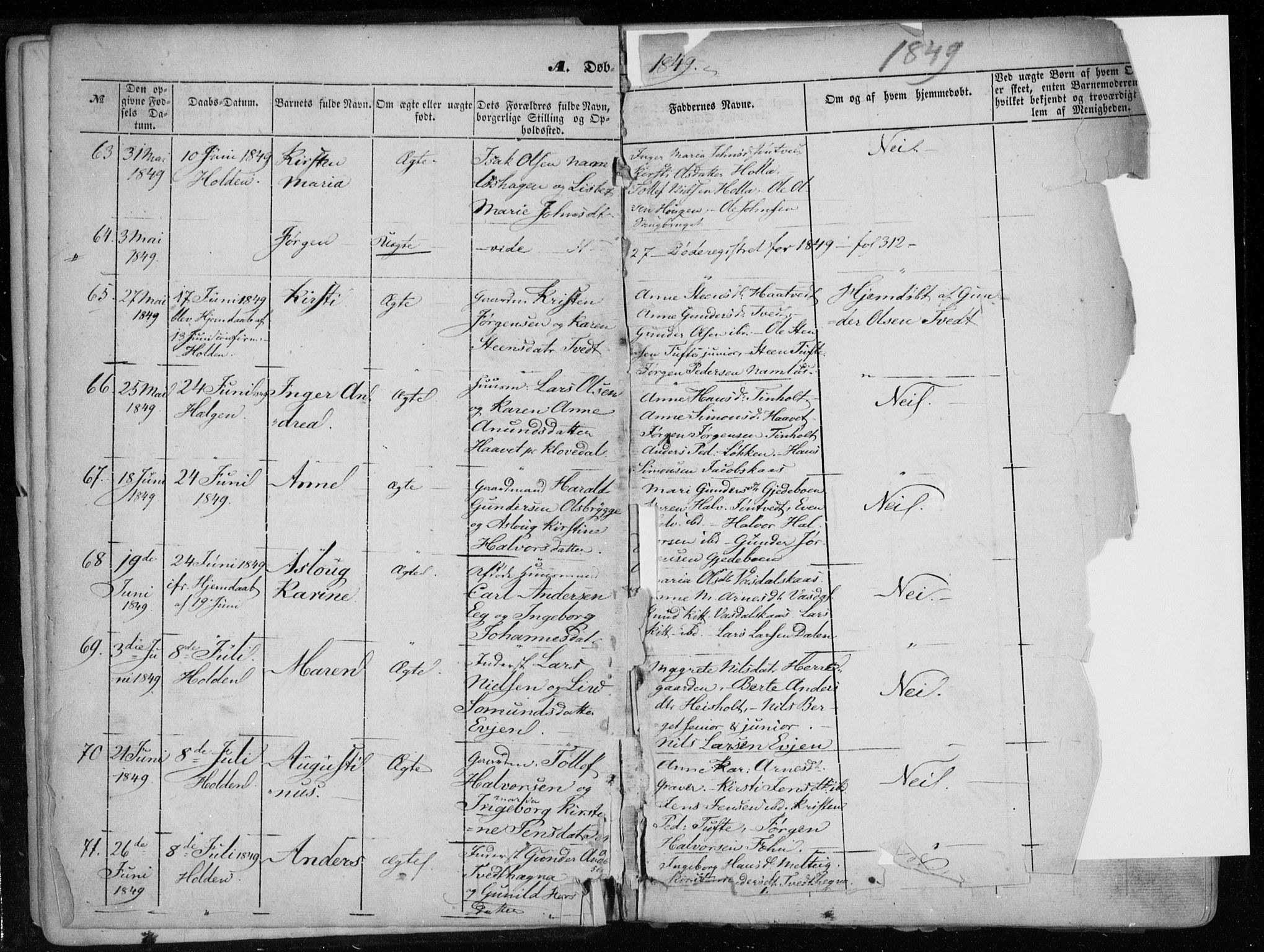 Holla kirkebøker, AV/SAKO-A-272/F/Fa/L0005: Parish register (official) no. 5, 1849-1860, p. 12