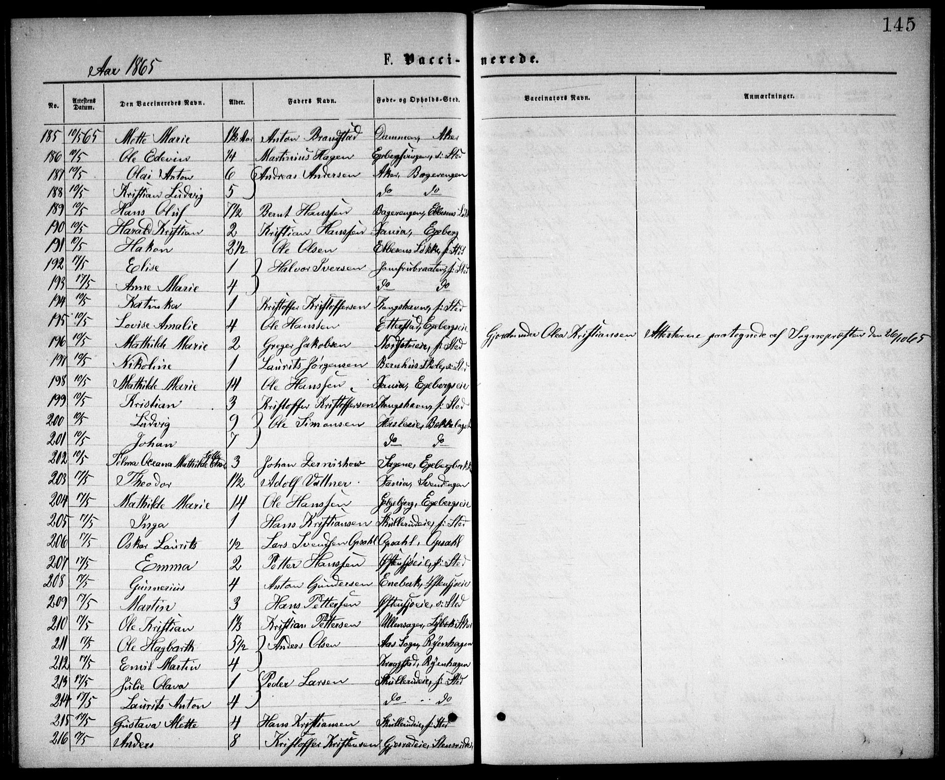 Østre Aker prestekontor Kirkebøker, AV/SAO-A-10840/F/Fa/L0002: Parish register (official) no. I 2, 1861-1878, p. 145