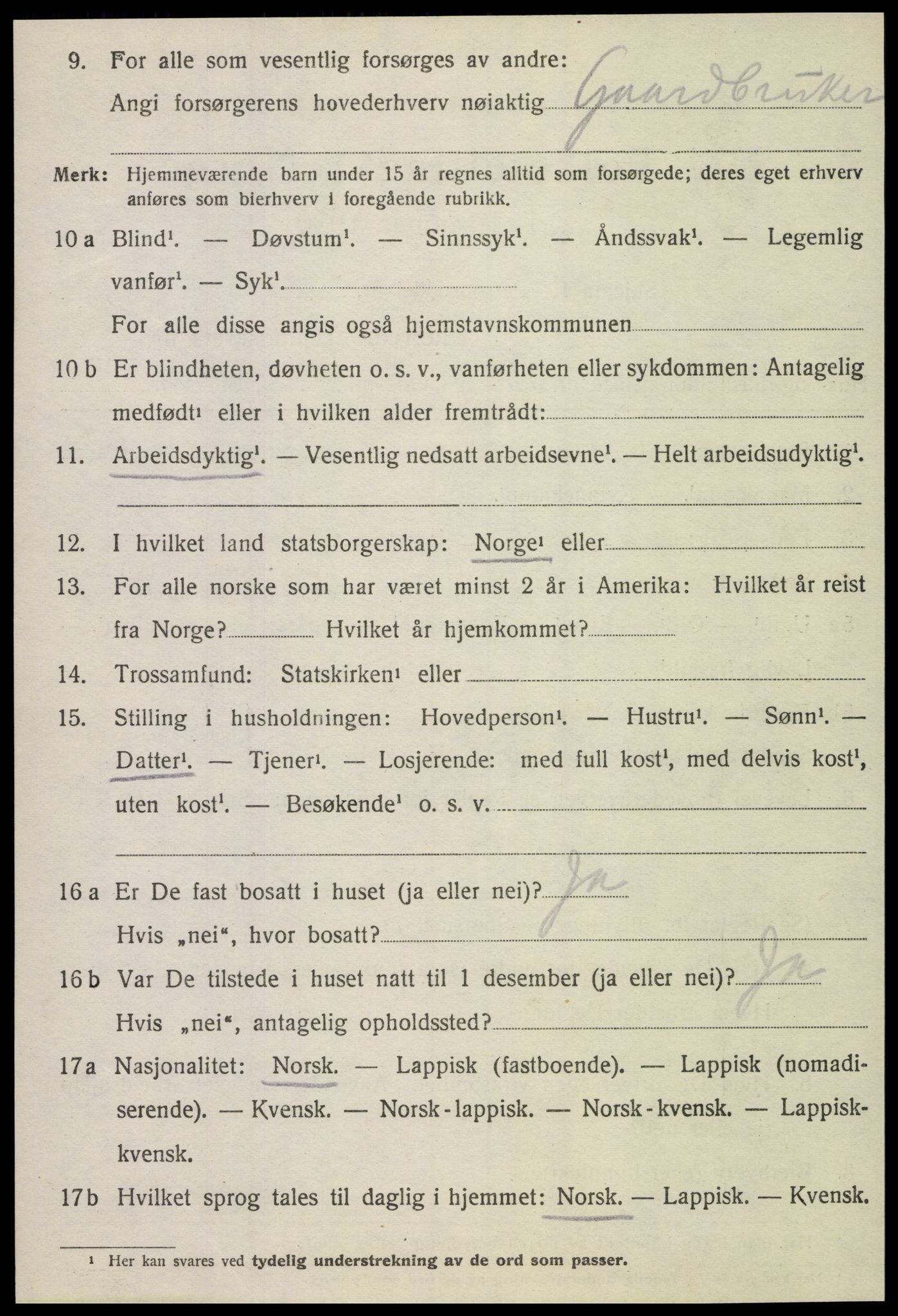 SAT, 1920 census for Lurøy, 1920, p. 5176