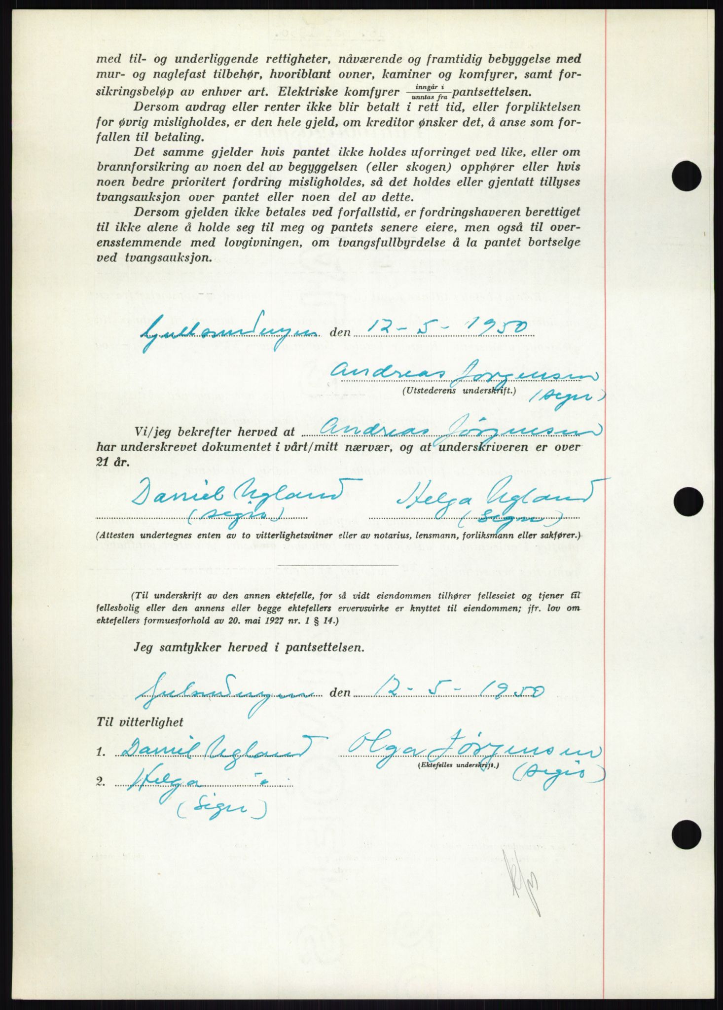 Nedenes sorenskriveri, AV/SAK-1221-0006/G/Gb/Gbb/L0007: Mortgage book no. B7, 1949-1950, Diary no: : 692/1950