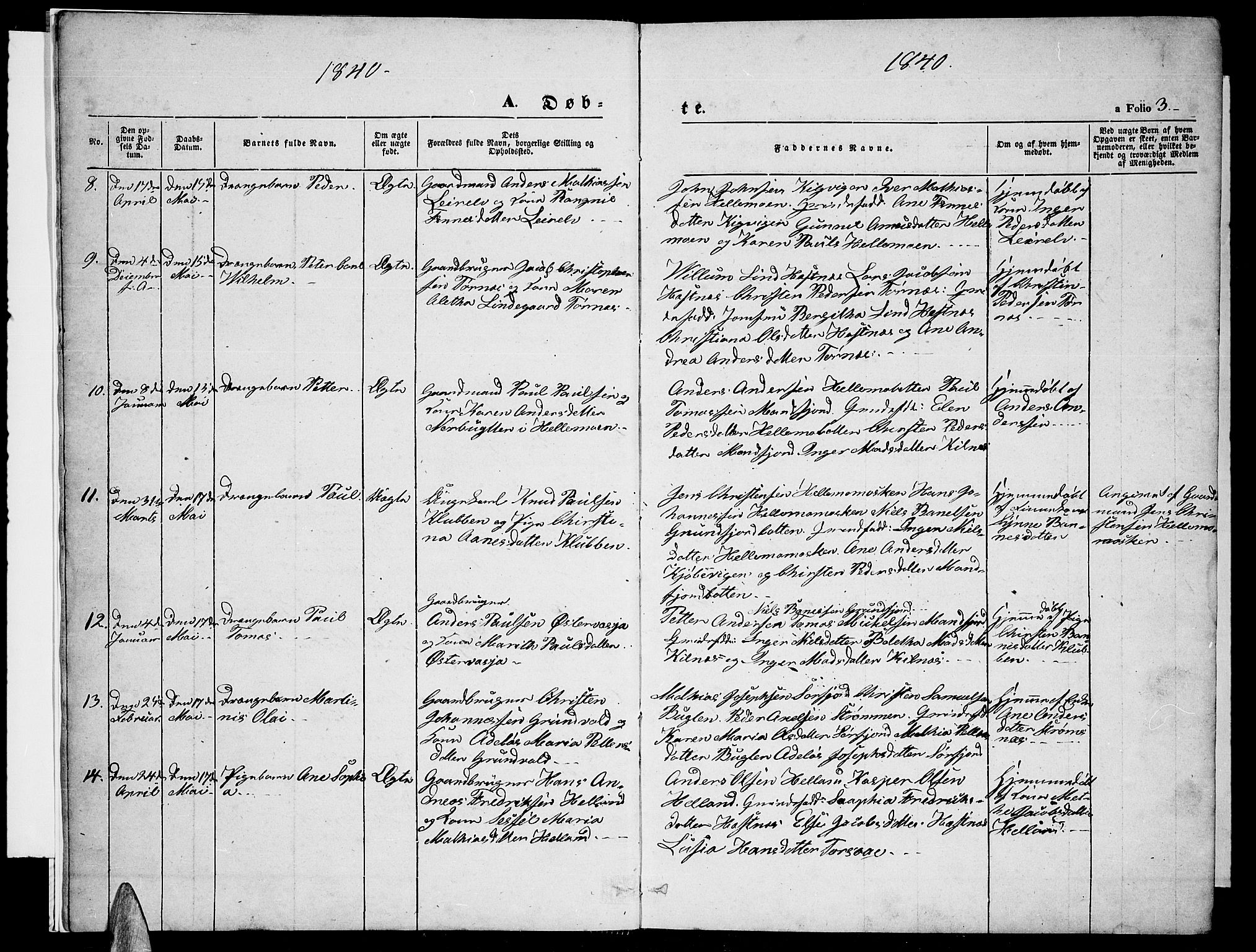 Ministerialprotokoller, klokkerbøker og fødselsregistre - Nordland, AV/SAT-A-1459/872/L1045: Parish register (copy) no. 872C01, 1840-1851, p. 3